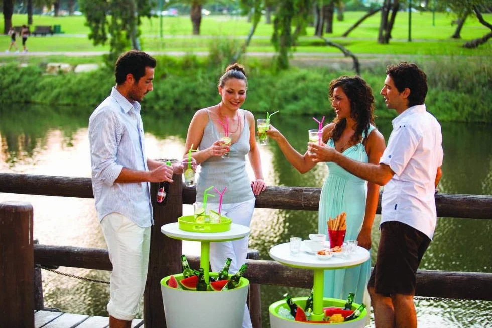 Keter Table et Glacière de Bar Bleu Brumeux 49,5x57 cm Table de Jardin 234023