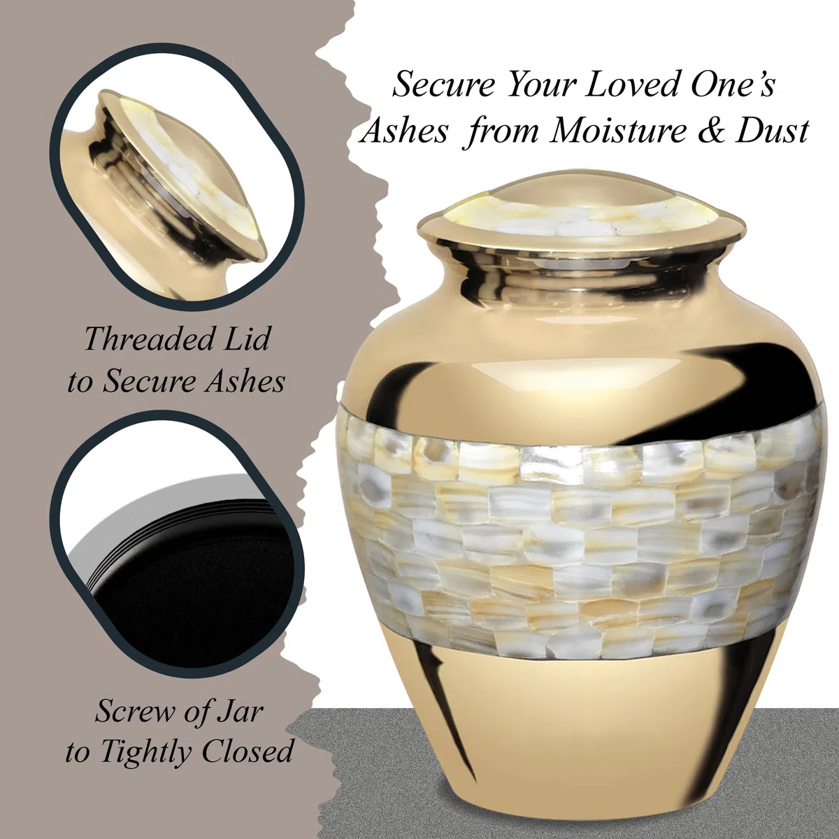 Forever URNS – Grande urne pour cendres d'adulte homme et femme | Cadeau commémoratif – En laiton de haute qualité – Thème balai classique – Boîte de protection en velours – Boîte commémorative