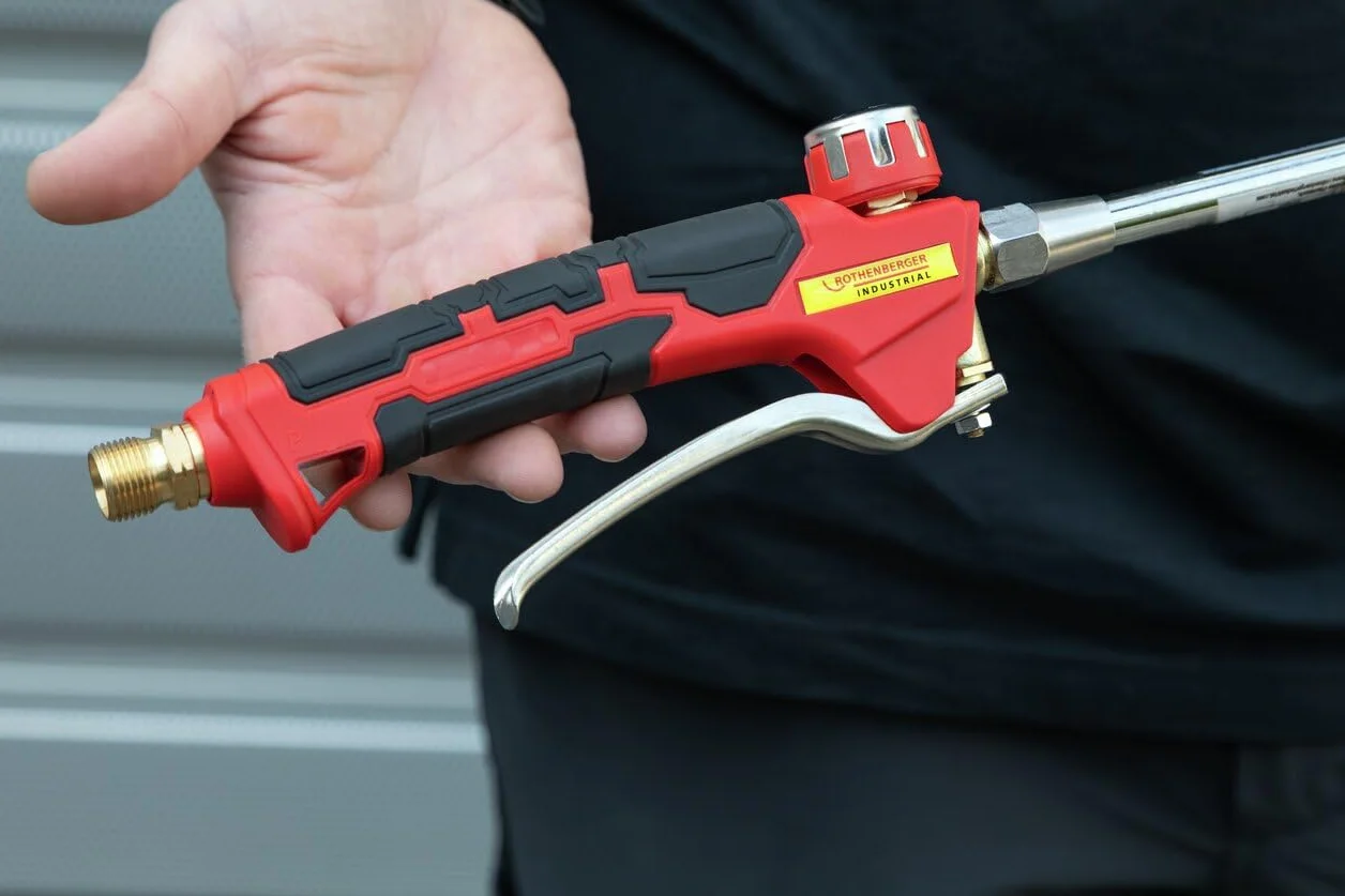 ROTHENBERGER Industrial brûleur de préchauffage en deux parties avec allumage piézoélectrique, tuyau propane 5 m – pour désherbage, bitume et travaux de flambage