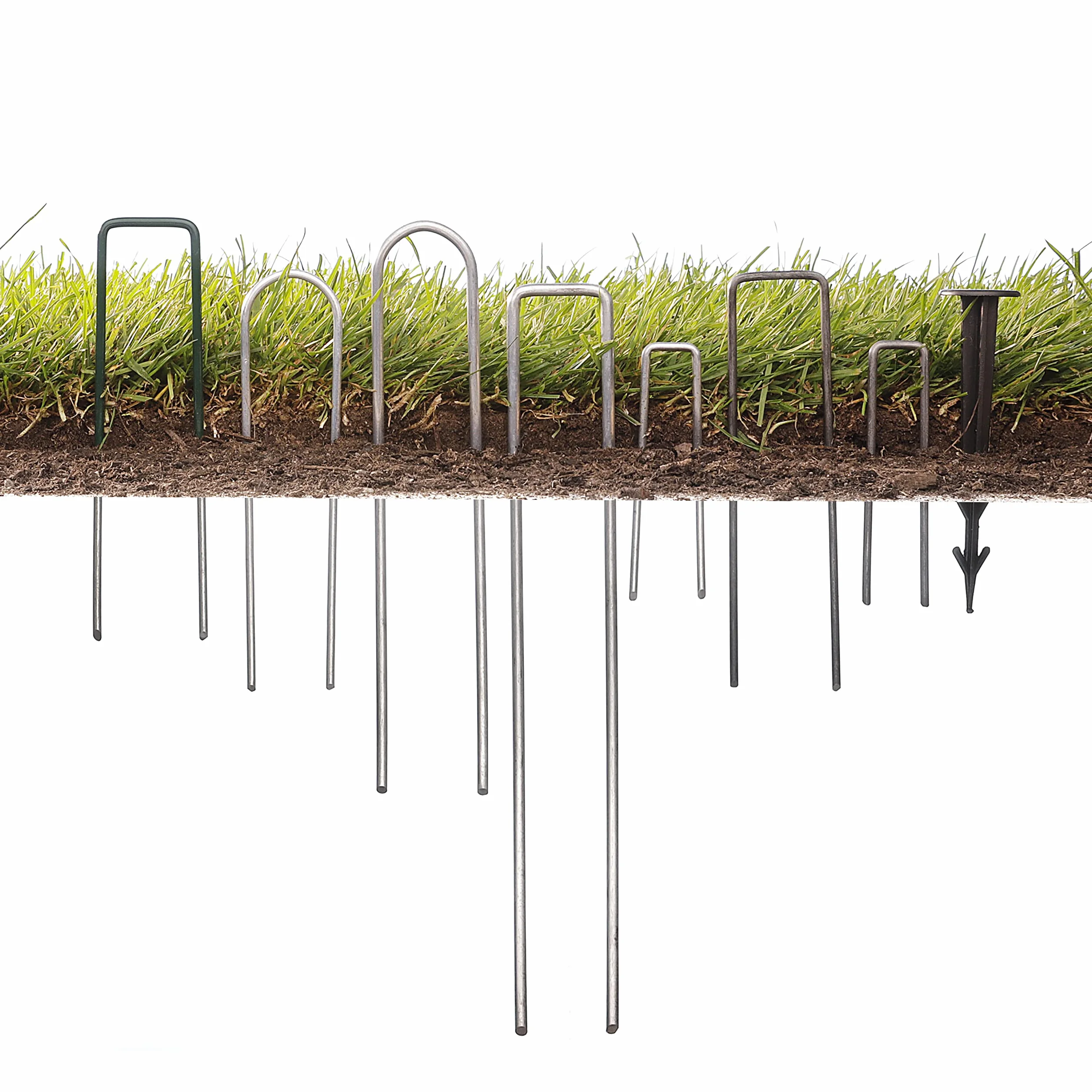 GardenMate Lot de 50 Piquets de Fixation en Acier galvanisé H200mm L25mm Ø3,8mm tête Ronde