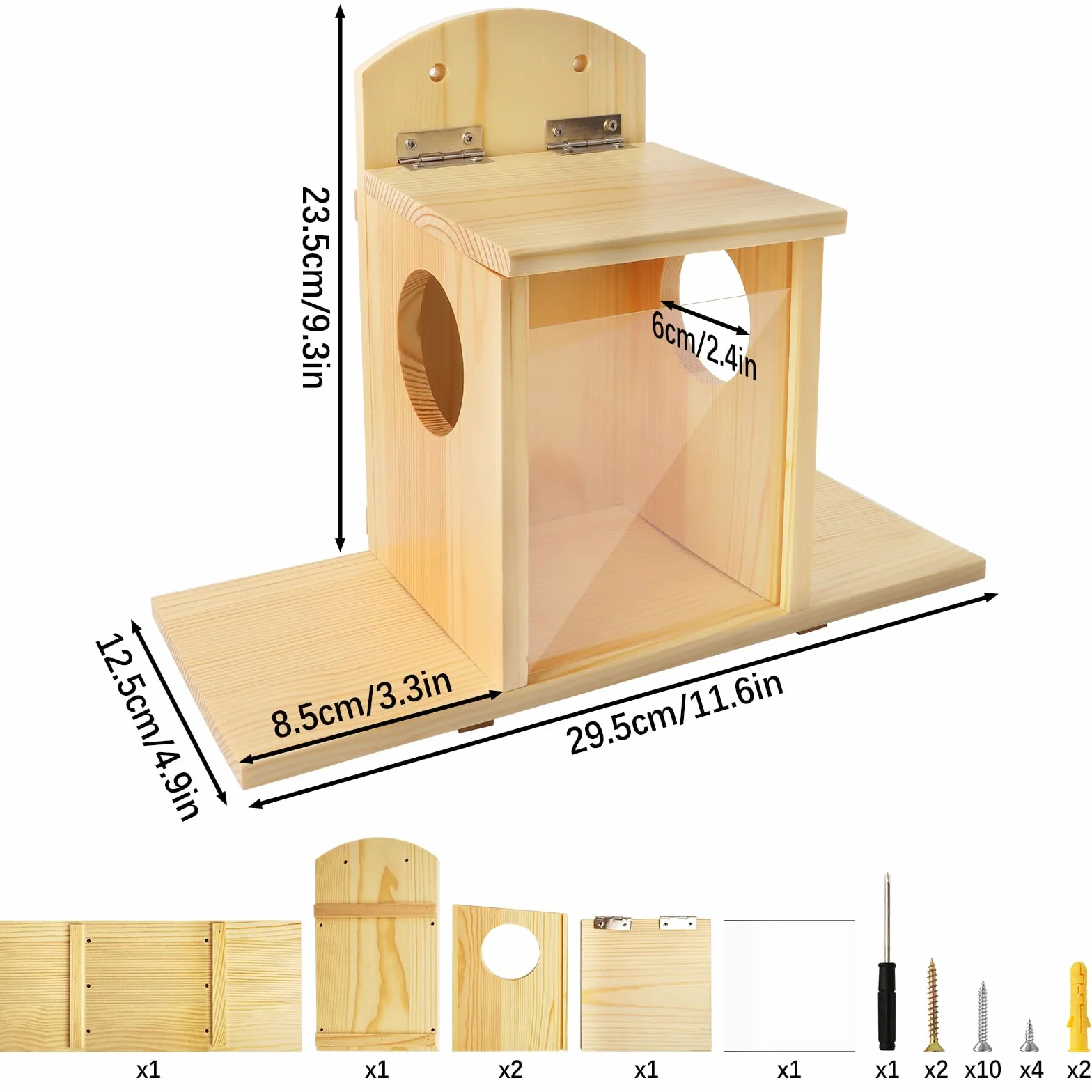 Mangeoire d'écureuil avec Couvercle relevable en Bois, résistant à l'eau et Durable pour Jardin extérieur