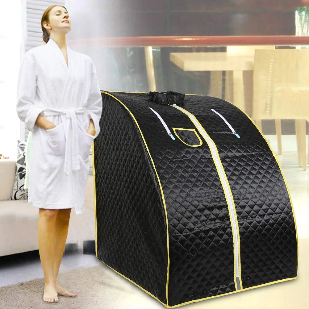 Sauna Portable, Mini Sauna à Vapeur, Cabine de Sauna Portatif pour une Personne, Peut Soulager la Fatigue, Perdre du Poids, Chronométrer et Réguler la Température à Distance (75 * 35 * 25cm noir)