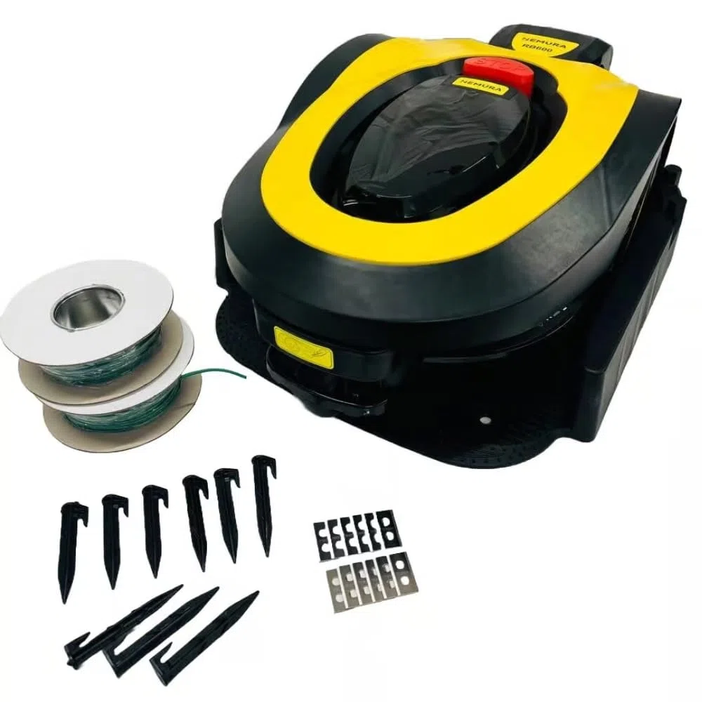 Nemura Robot Tondeuse 600 m2 - Coupe de 18cm avec Lames en Acier de Haute qualité - Réglable, Pratique et Ingénieux - Livré avec Cable, Piquet et Station de Chargeur