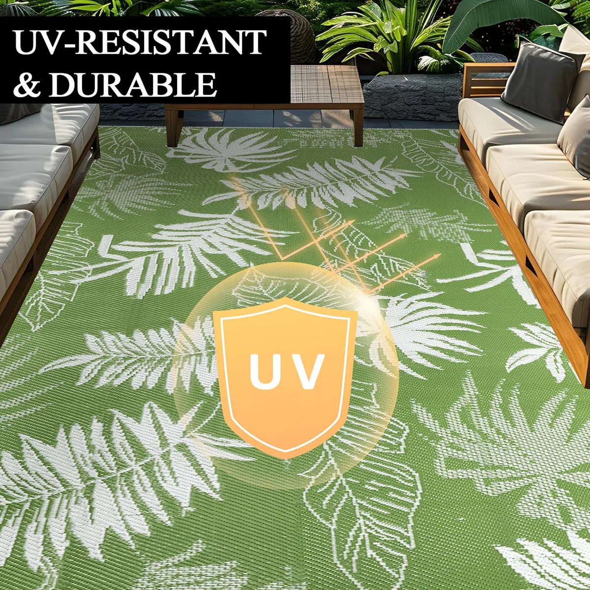 Tapis Exterieur Resistant Pluie Terrasse, Réversible Résistant aux UV Tapis Extérieur Terrasse, Plastique Léger Tapis Balcon pour Jardin, Camping, Pique-Nique, Plage, 245 X 305 cm