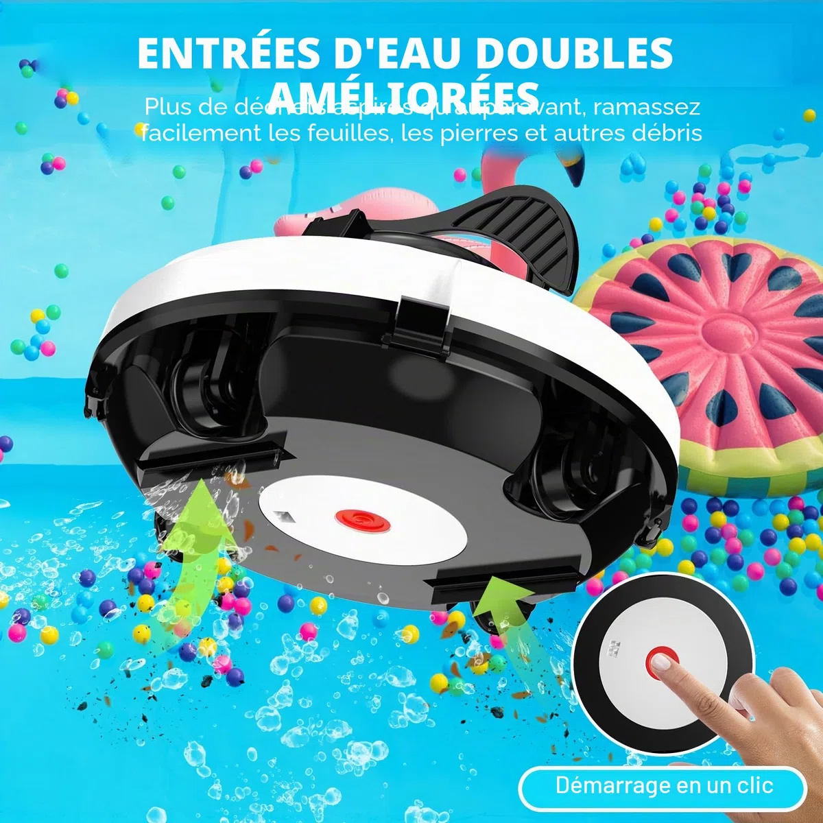 2026 Robot aspirateur de Piscine sans Fil pour Piscine Hors Sol 120 Minutes d'autonomie, Nettoyeur de Piscine Automatique pour Piscine creusée jusqu'à 1000 Pieds carrés Robot de Piscine autoparquant
