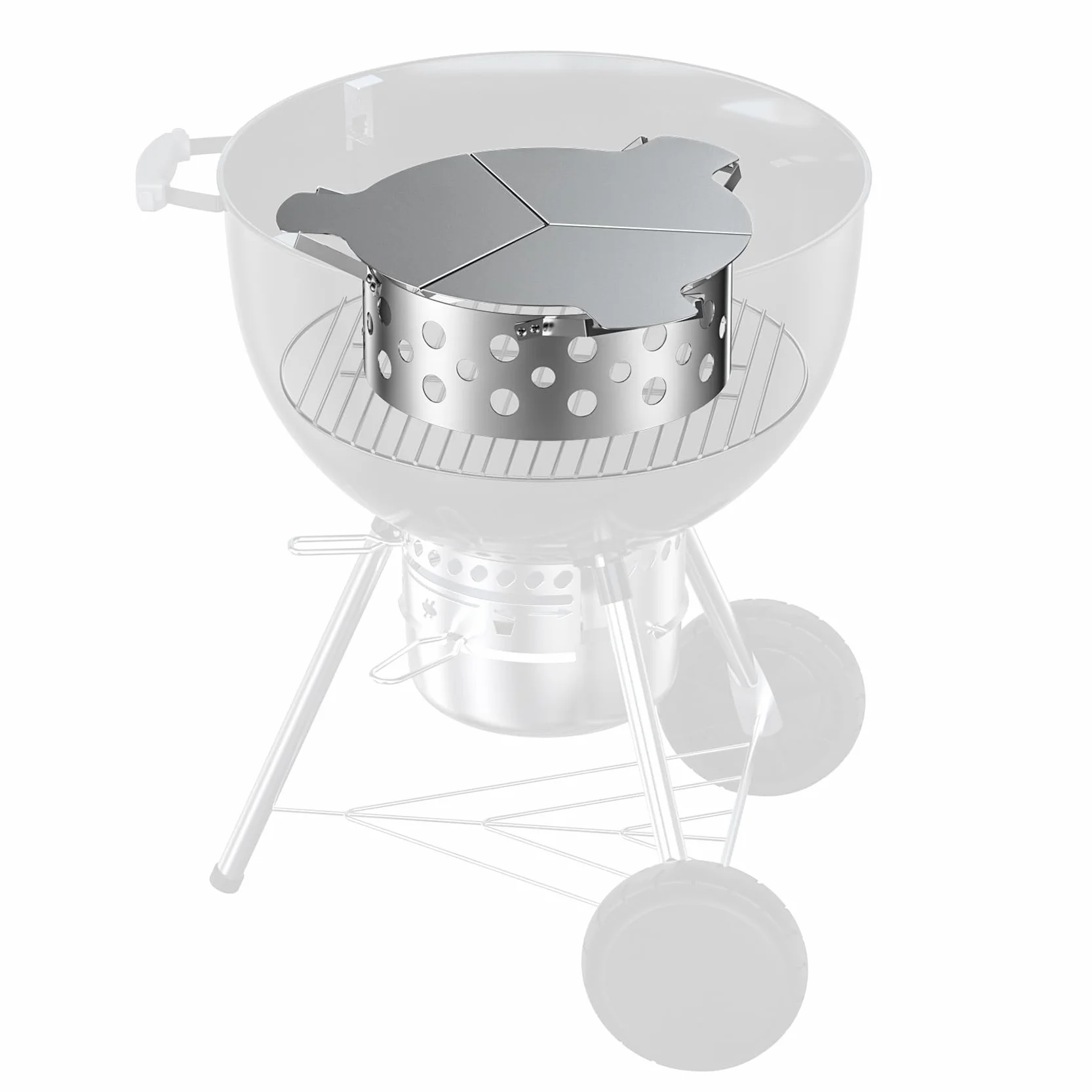 Onlyfire Kit de Fumage en Acier Inoxydable pour Barbecue Weber 57 cm, Boîte à Charbon avec Réflecteur de Chaleur