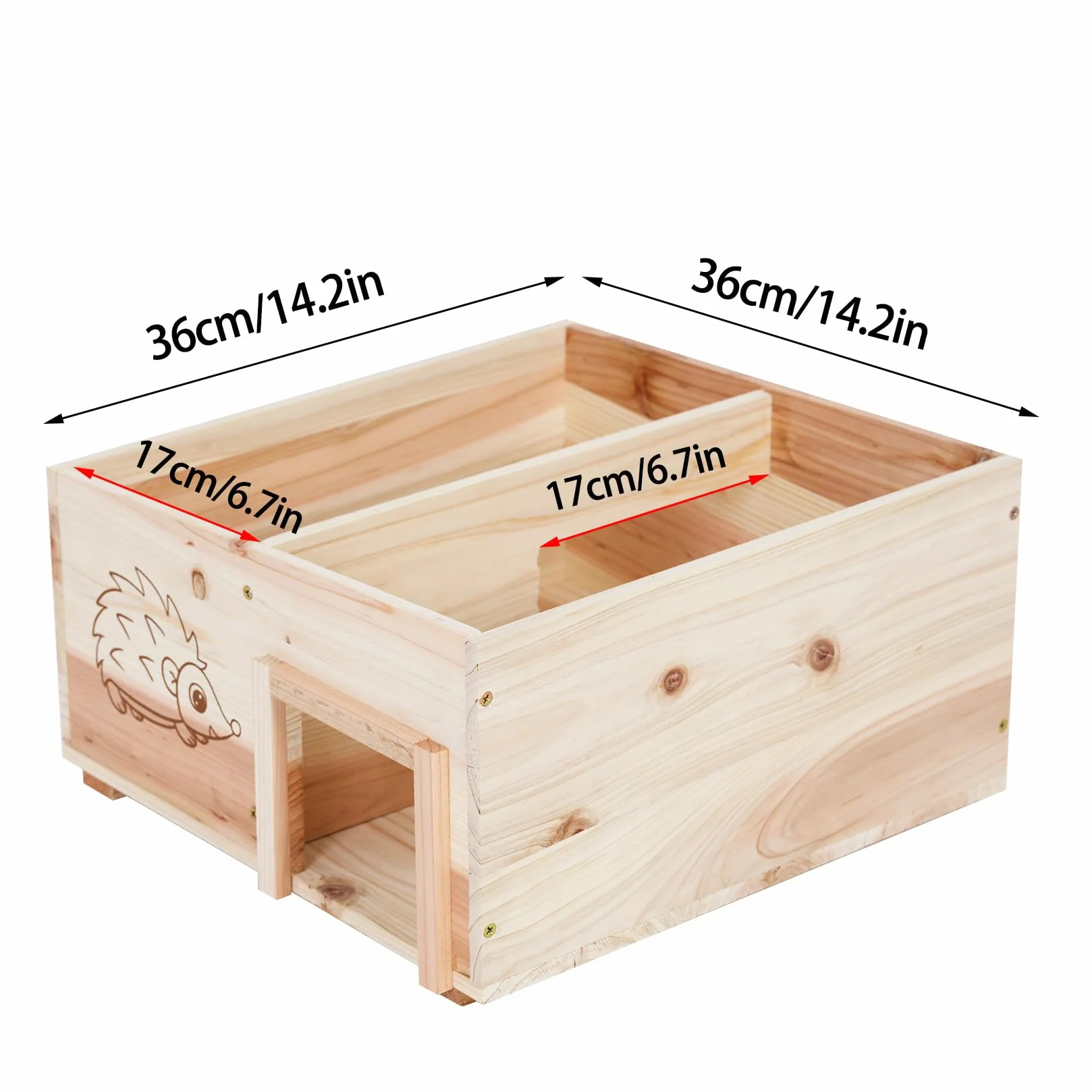 BingoPaw Maison pour Hérissons en Bois, Abri d'hibernation avec Toit Imperméable 38x38x22.5 cm