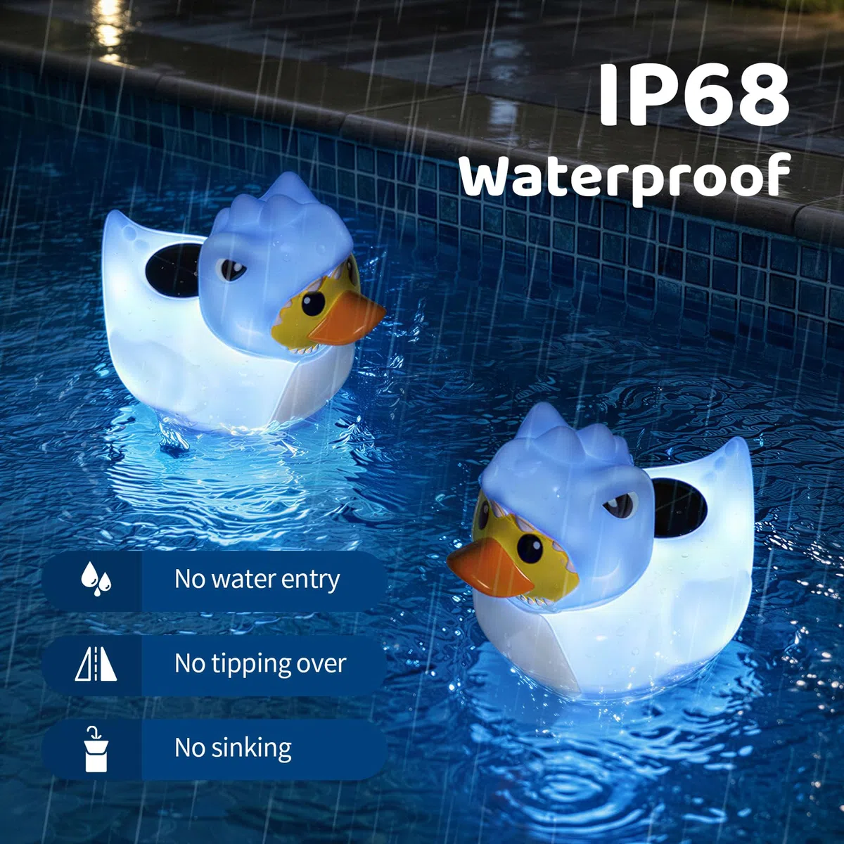 Housolution Flotteur Solaire de Chlore Piscine, Distributeur Flottant à Lumière, Convient Tablettes 4x3in, Libération Réglable, Ouverture Facile & Anti-Enfoncement,Flotteur Piscine Jacuzzi SPA, Canard