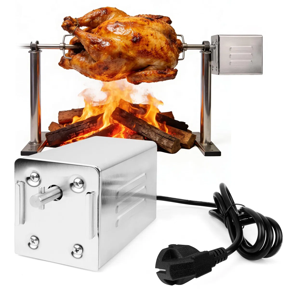 Moteur Tourne Broche Électrique pour Rotissoire Poulet, Moteur Barbecue Électrique 220V pour Rotissoire Verticale, Capacité de 30 kg, pour Barbecues en Extérieur, Réunions de Famille, Pique-Niques