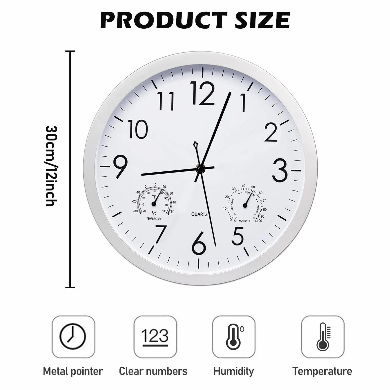 Horloge de jardin résistante - Grande horloge d'extérieur résistante aux intempéries - Étanche - Rétro