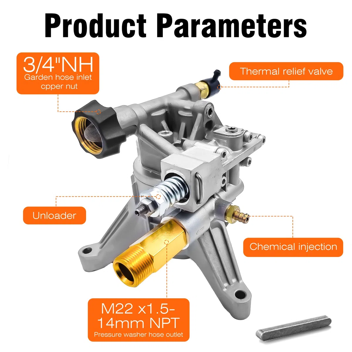 Pompe de rechange verticale pour nettoyeur haute pression 3100 PSI