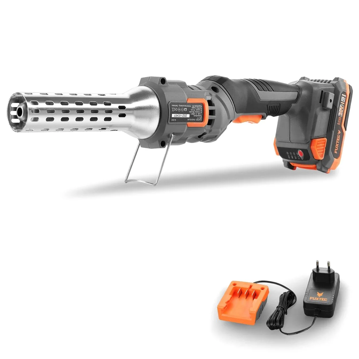 Fuxtec 20V Allume-Feu Batterie FX-E1CL20 2Ah Chargeur 1A Barbecue 550°C Allume-Charbon de Bois