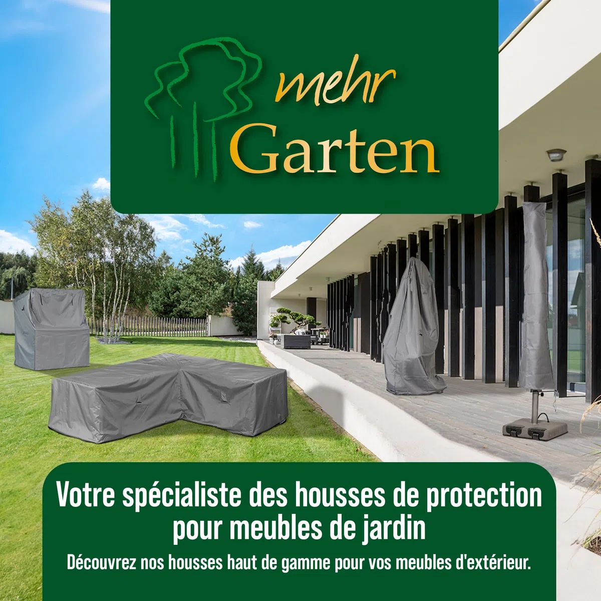 Housse de Protection pour canapé d'angle de Jardin | 225 x 225 x 80 cm | Polyester tissé Oxford 600D, Couleur : Gris