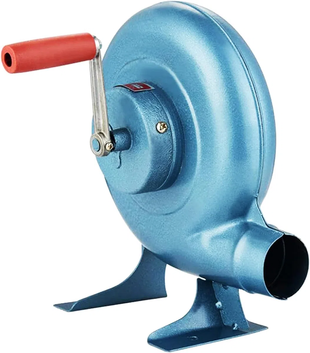LegendTech Manivelle Forgeron Forge Souffleur Fer Gear Popcorn Ventilateur Manuel, Cuisson Manuel BBQ Air Blower, 80W à 350W,Bleu,300W