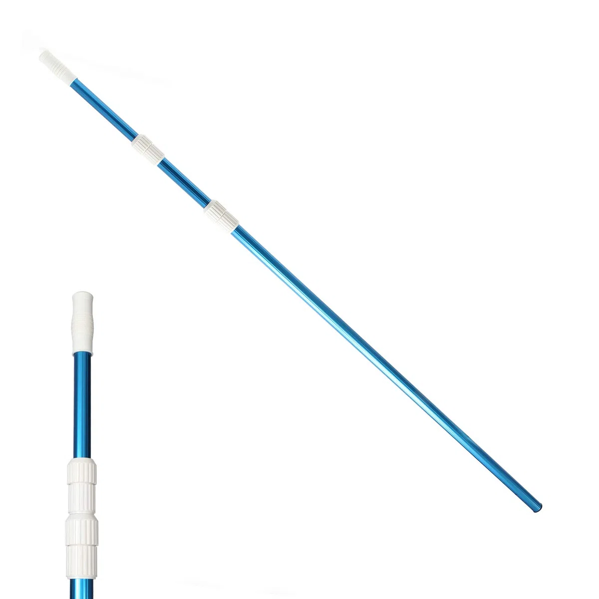 Wiltec Tige télescopique – 3600 x 540 x 530 mm – Raccord 28-30 mm/Réglable 120-360 cm – pour Tête de Brosse de Nettoyage de Piscine et Aspiration Pool Bassin