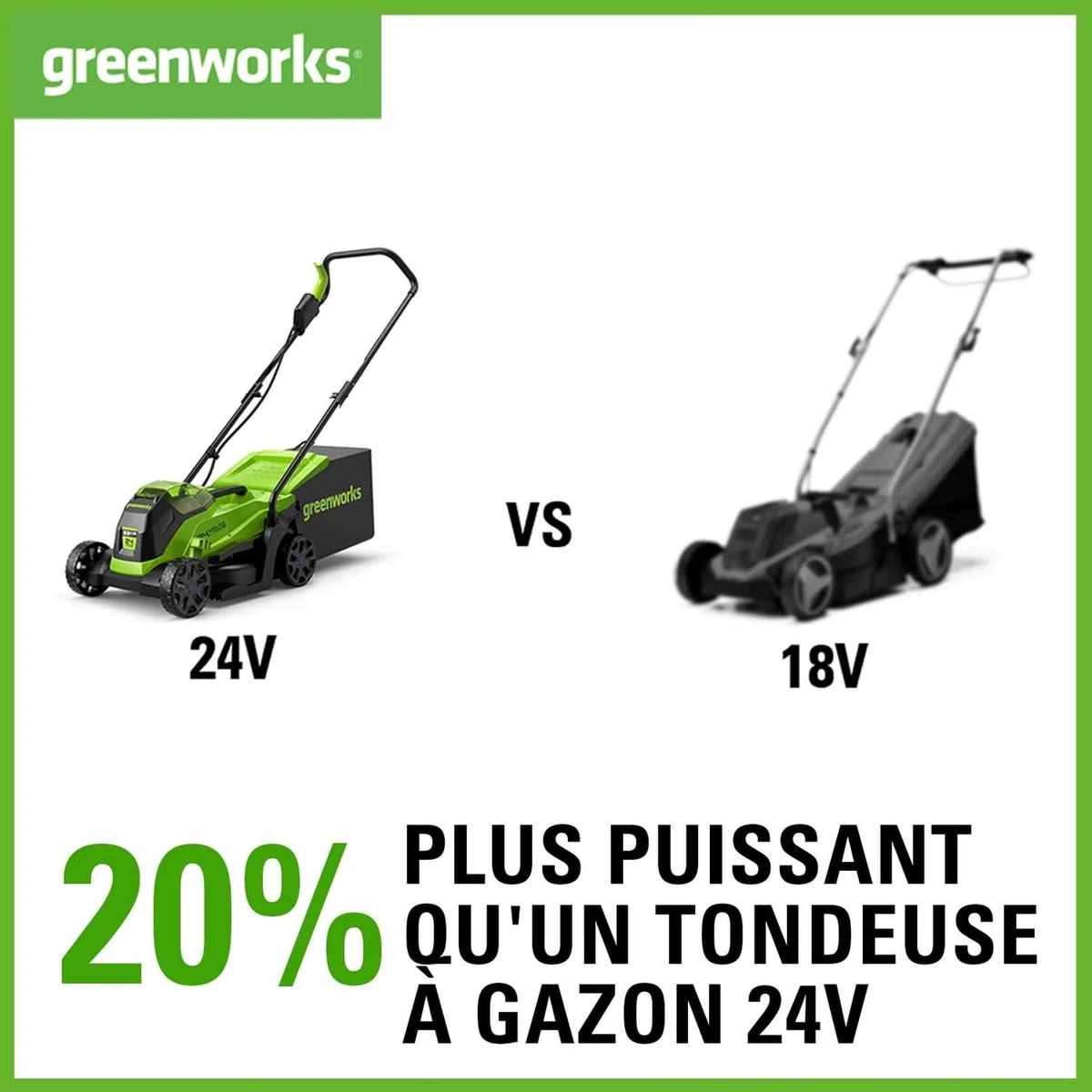 Greenworks GD24LM33K2 Tondeuse à Gazon Sans Fil avec Moteur Sans Brosse pour Petites Pelouses Jusqu'à 140m², Largeur de Coupe 33 cm, Sac de 30L, INCLUS Batterie 24V 2Ah et Chargeur, Garantie 3 Ans