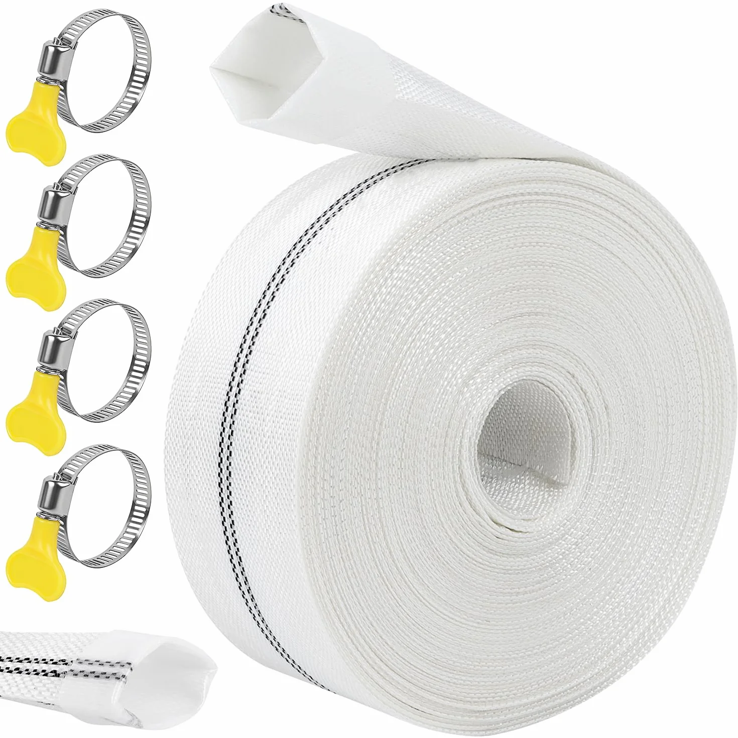Tuyau Refoulement 1" Plat 25mm 20m 4Clips Pompe Eau Submersible Drainage Irrigation Jardin Piscine