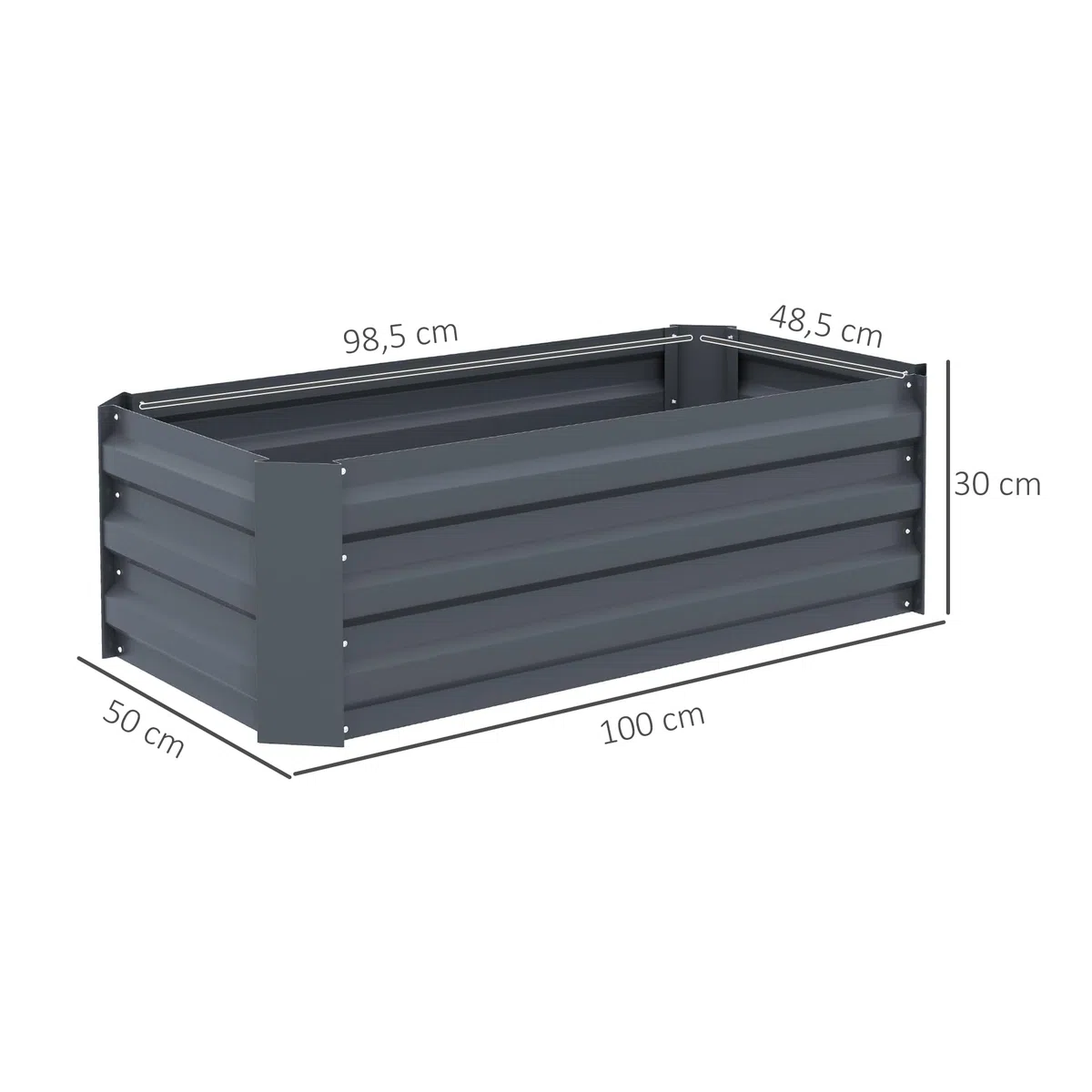 Outsunny Lot de 2 carré Potager de Jardin dim. 100L x 50l x 30H cm - tôle d'acier ondulée Gris