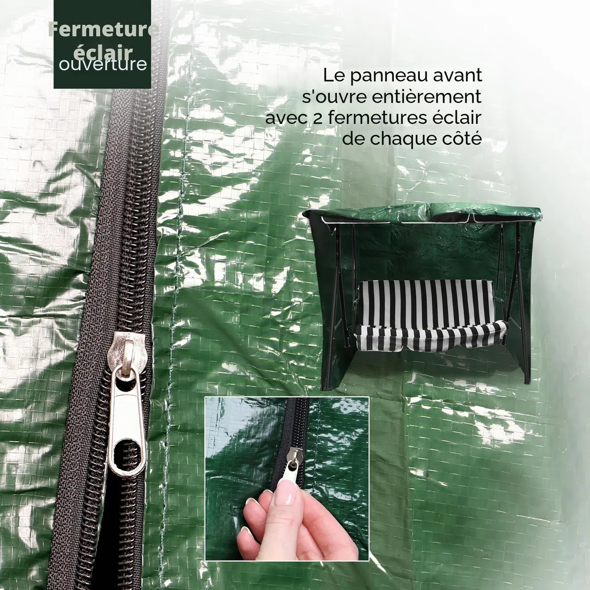 DIVCHI Housse de protection imperméable pour balancelle 3 places pour extérieur, jardin, terrasse