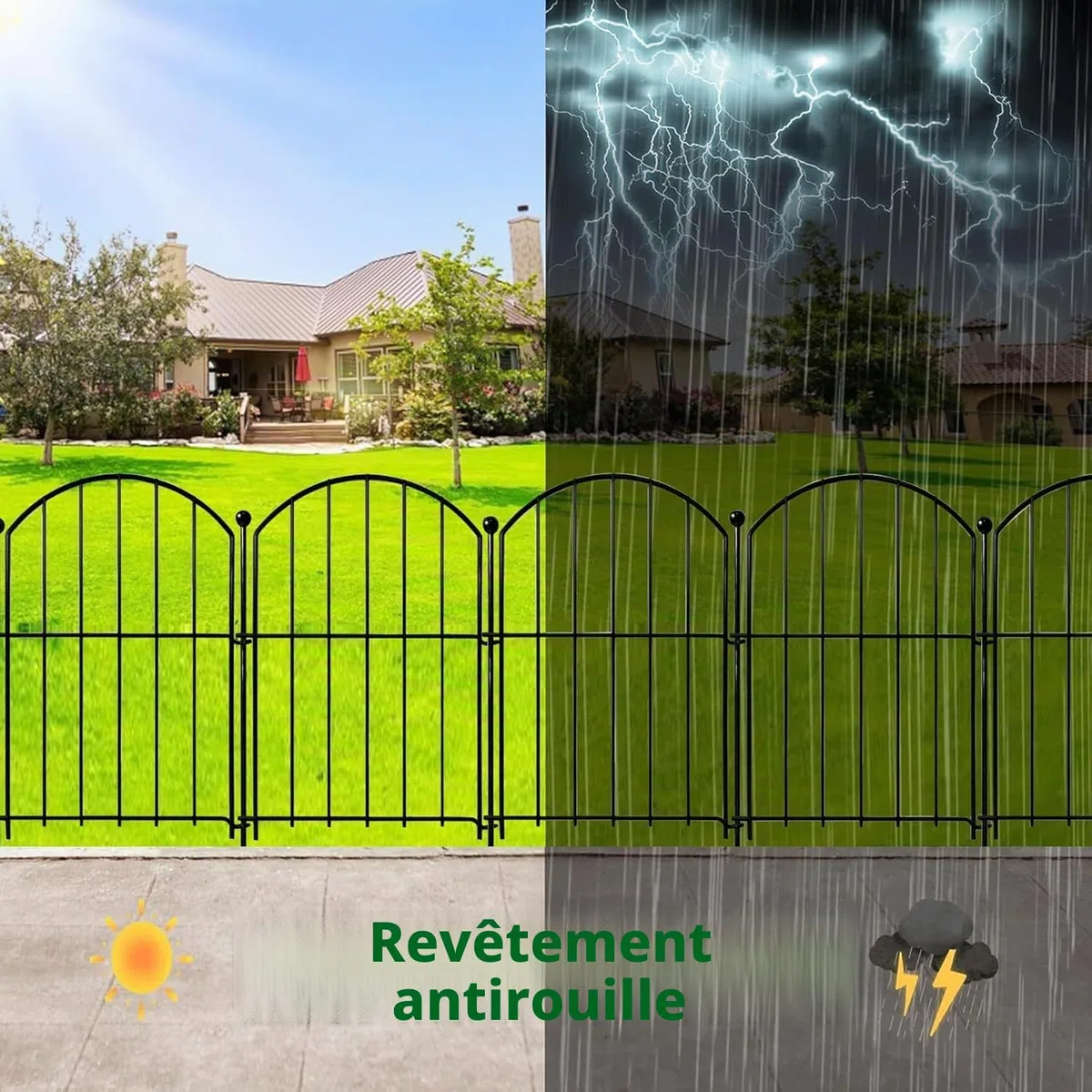 ANAMPION Cloture Jardin Exterieur 10Pcs, Clôture de Jardin en Métal, Clôtures Décoratives pour Cour, Parterre de Fleurs, Arbres (43cm H x 33cm B, Longueur Totale 3,3m) (Demi-cercle)