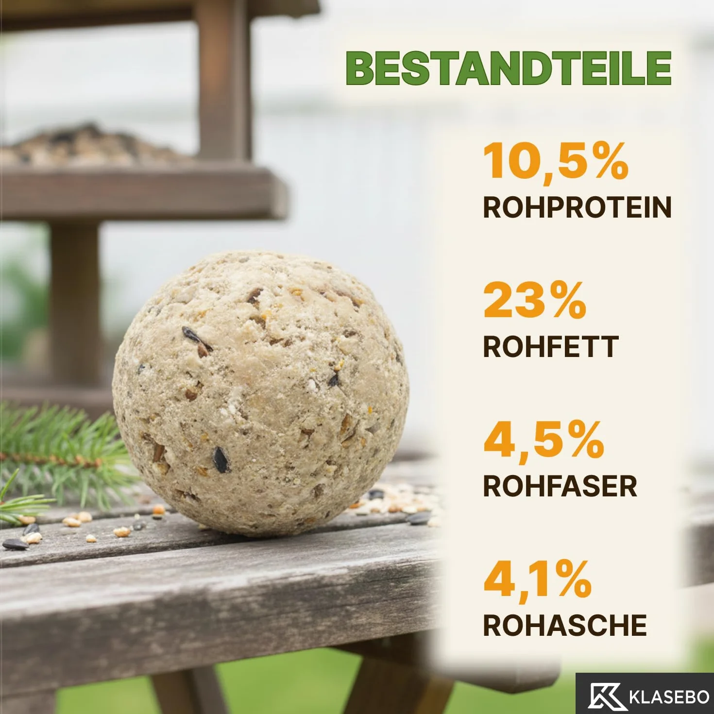 KLASEBO Boules de Graisse Oiseaux Premium avec Insectes 100 x 90 g