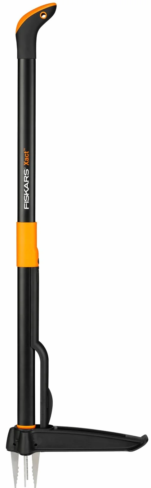 Fiskars Désherbeur Xact, longueur : 1 m, bras en acier inoxydable/poignée en plastique, noir/orange, emballage carton individuel, 1077305