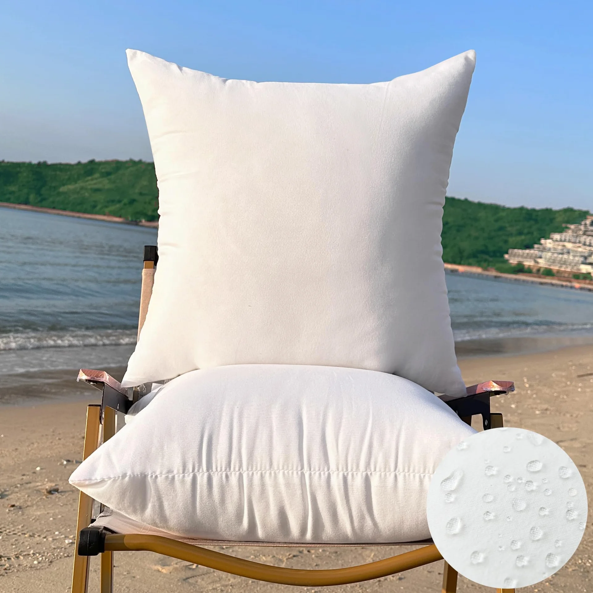 Coussins Décoratifs Imperméables 60x60 cm Blanc Lot de 2 pour Meubles de Terrasse