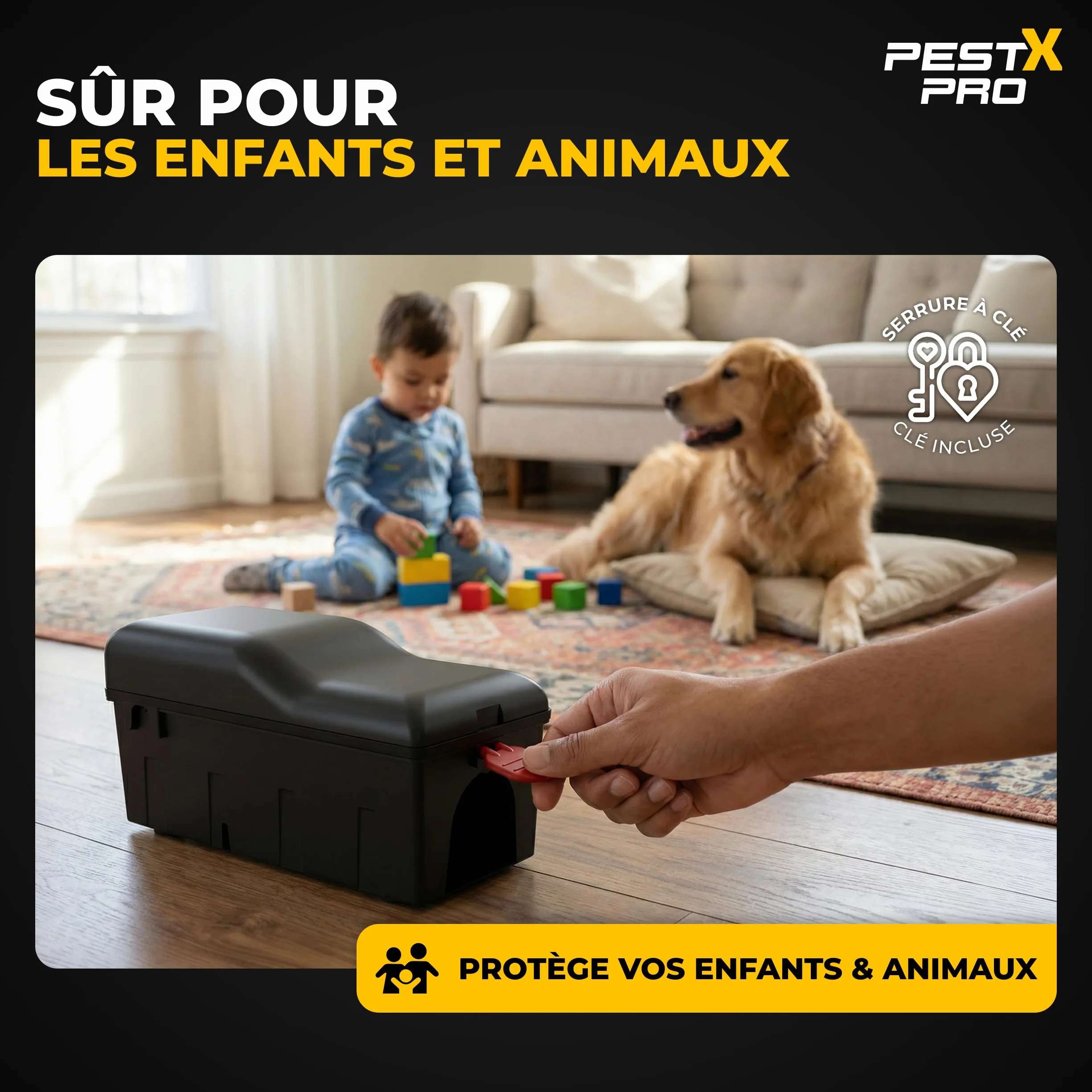 Pest X Pro Spectre Boîte à Piège à Rats Professionnelle Lot de 2 Sécurisée pour Enfants Animaux Station Robuste pour Rongeurs Réutilisable Facile à Installer Usage Intérieur Extérieur