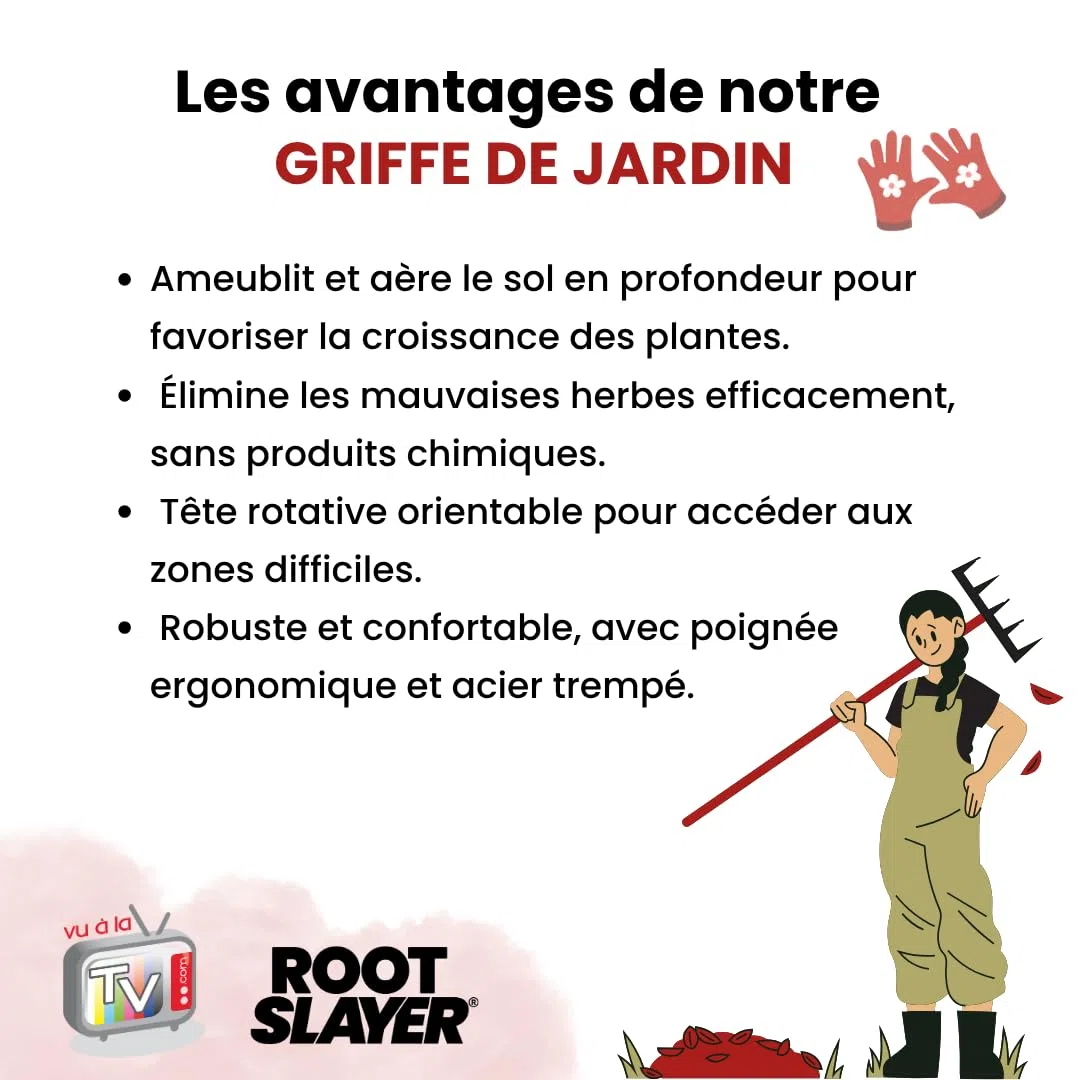 VENTEO - Arrache Racine RootSlayer | Griffe de Jardin Rotative | Tête en Acier Trempé | Aère, Ameublit et Travaille la Terre | Outil de Jardinage pour Potager, Massifs, Plantation et Entretien du Sol