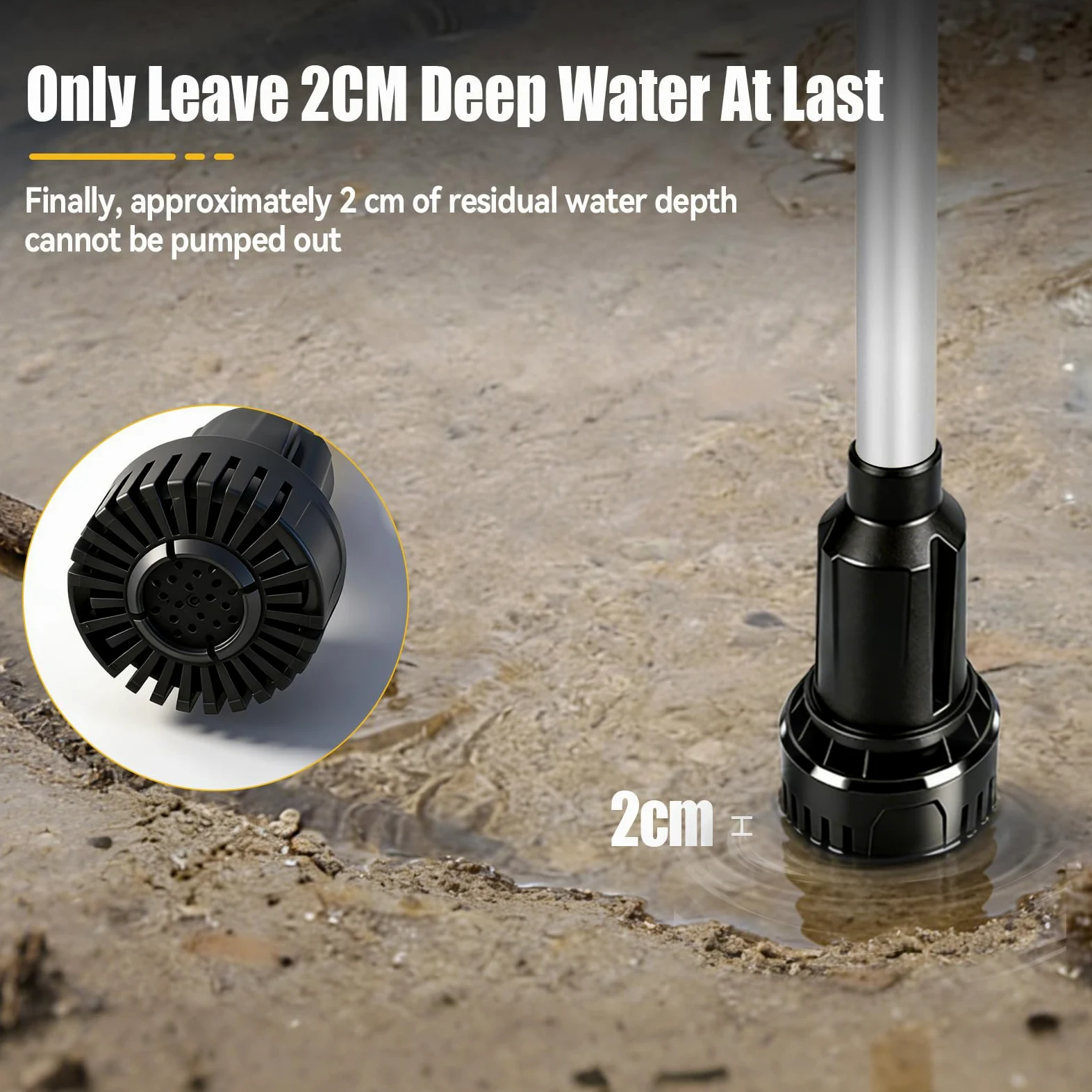 Pompe de transfert d'eau sans fil compatible avec De-Walt 18V, pompe de transfert portable, hauteur de tête de 3 m, débit élevé de 3600 L/h pour sous-sol, piscine, étang, barils de pluie, vidange de