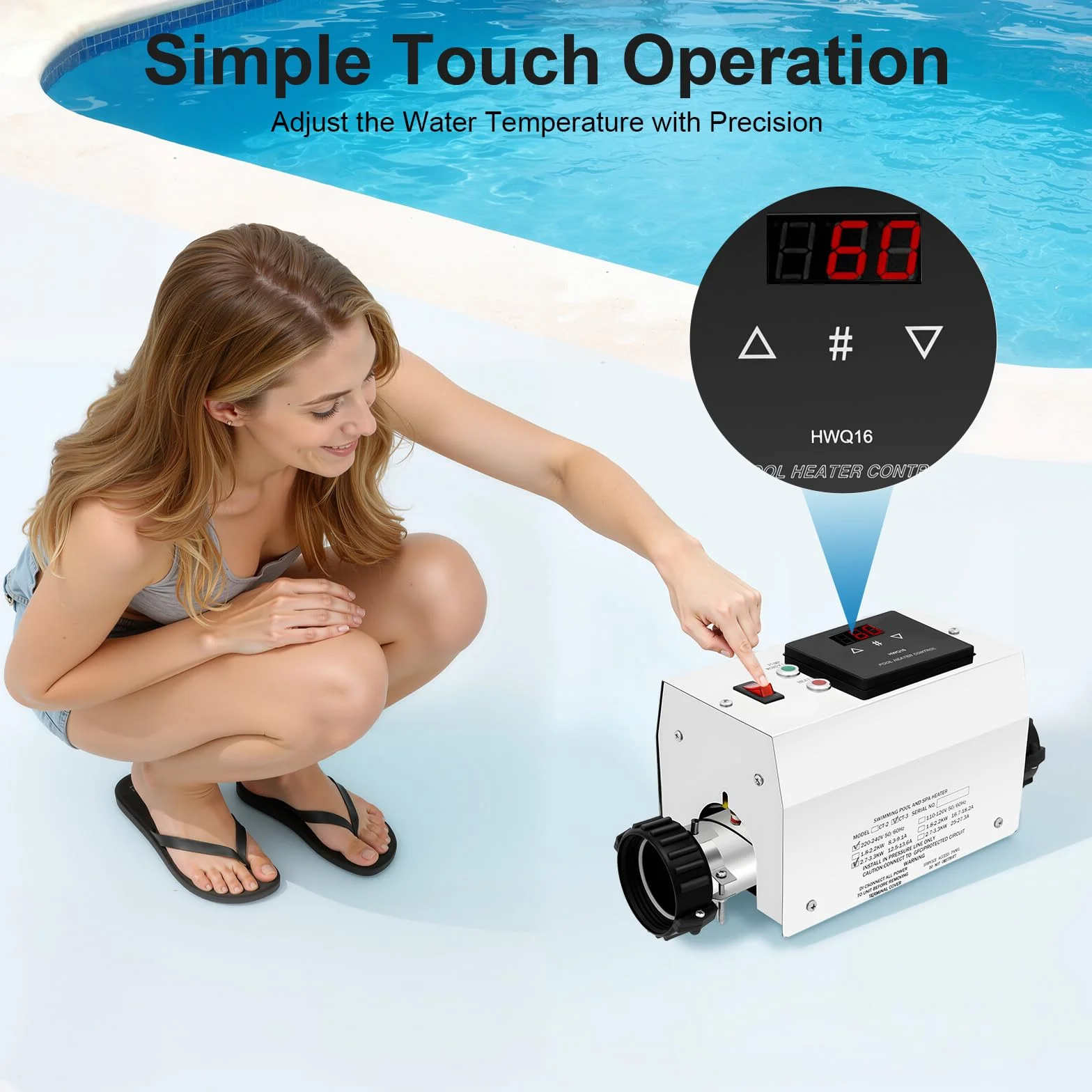 Chauffage électrique de piscine 3000 W Chauffe-eau instantané avec régulateur de température