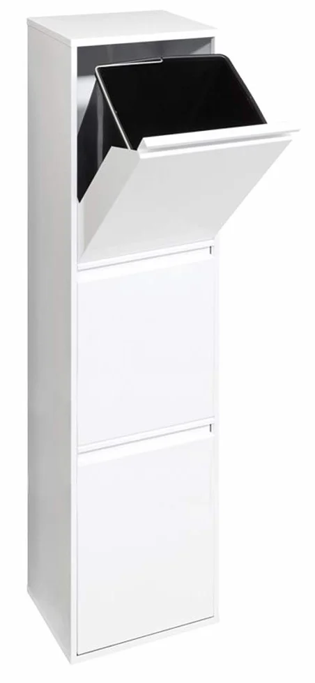 Arregui Basic CR301-B Recyclage en Acier, Poubelle de tri sélectif, 3 seaux, 3 x 17L (51L), Blanc, 133,5 x 30,5 x 24,5 cm
