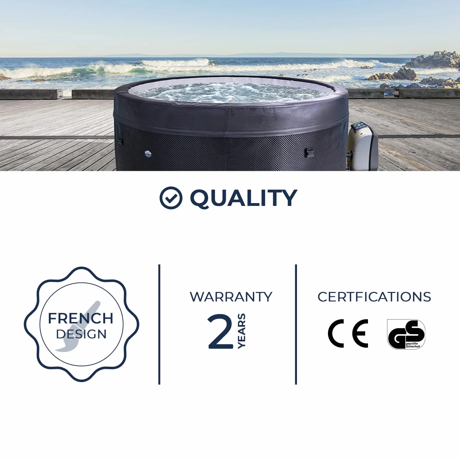 NETSPA - SP-VIP140/MOB2 - NetSpa Vita - Spa Semi Rigide + Mobilier (5 éléments) - Spa Portable - Rond - 4 Places