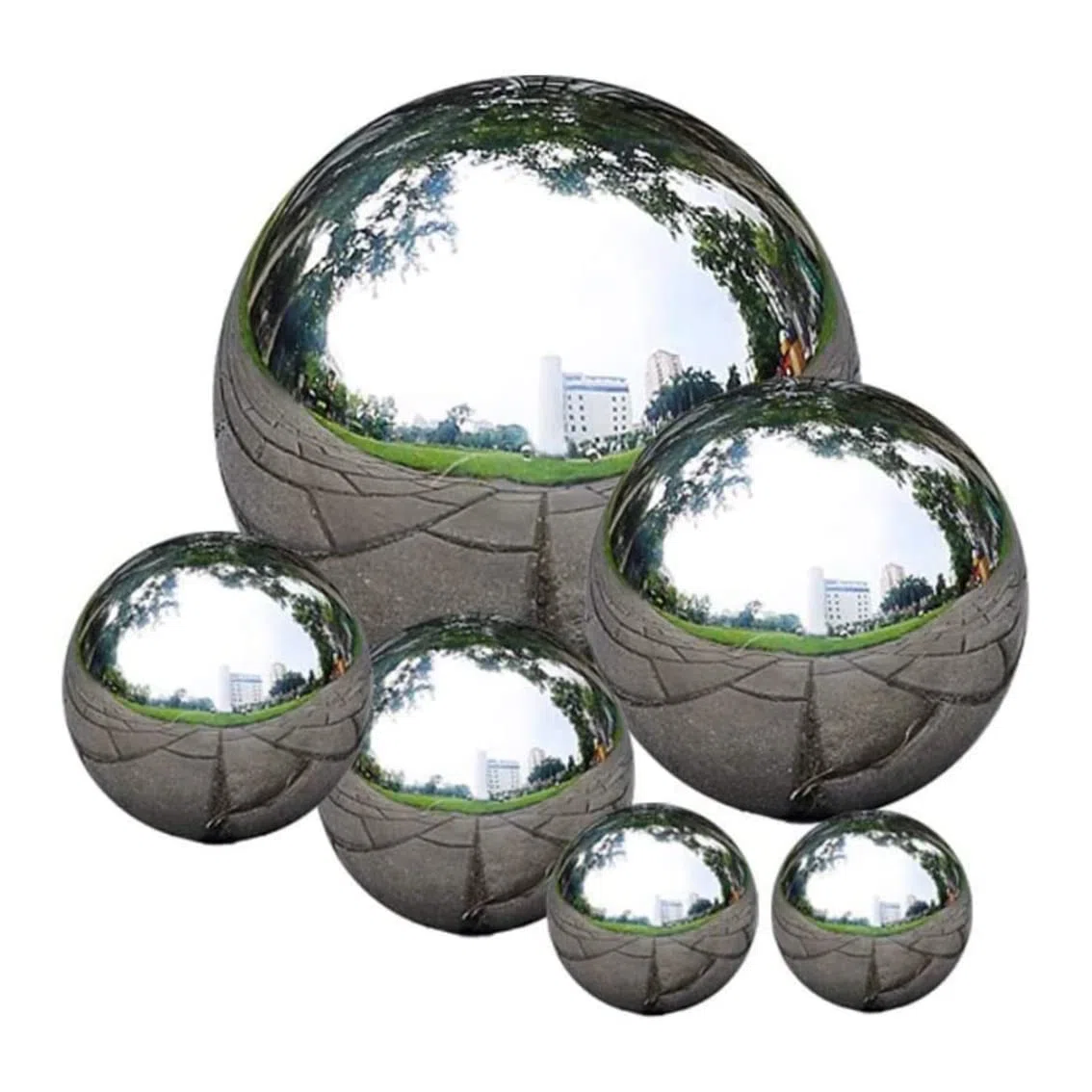 Gazing Balls, 6pcs Miroir en Acier Inoxydable Boules Creux polies, étang Flottant Gazing sans Couture, sphère réfléchissante du Paysage du Jardin pour décoration de Jardin étang de Jardin