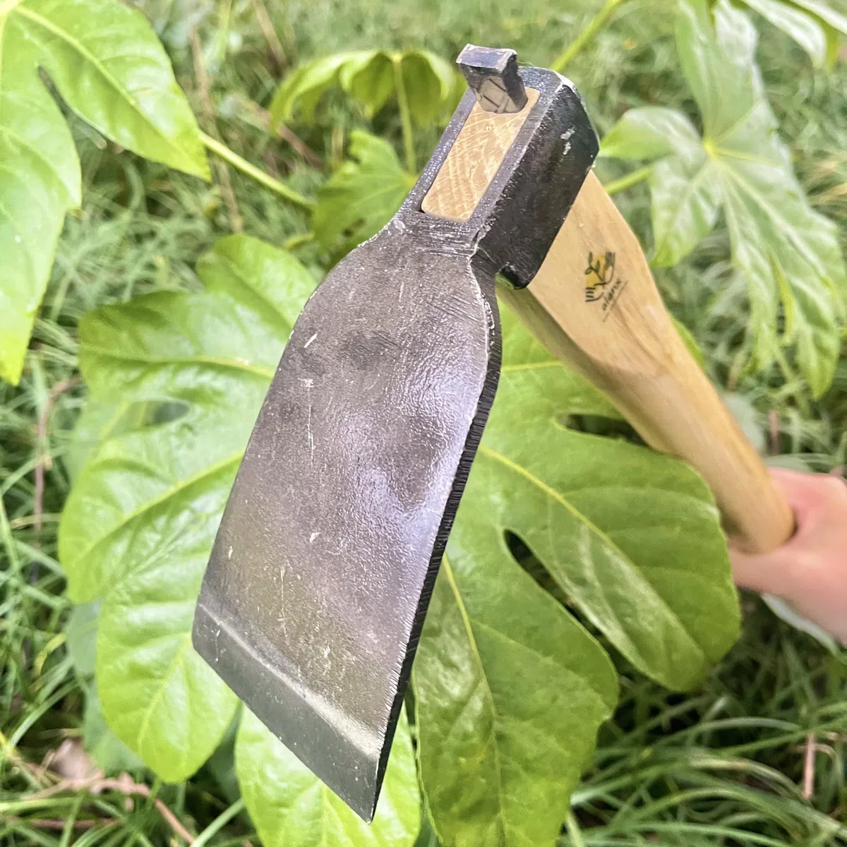 Binette de style japonais robuste de 35,6 cm, sans soudure, outil de jardinage, manche en chêne, pour creuser, désherber et planter