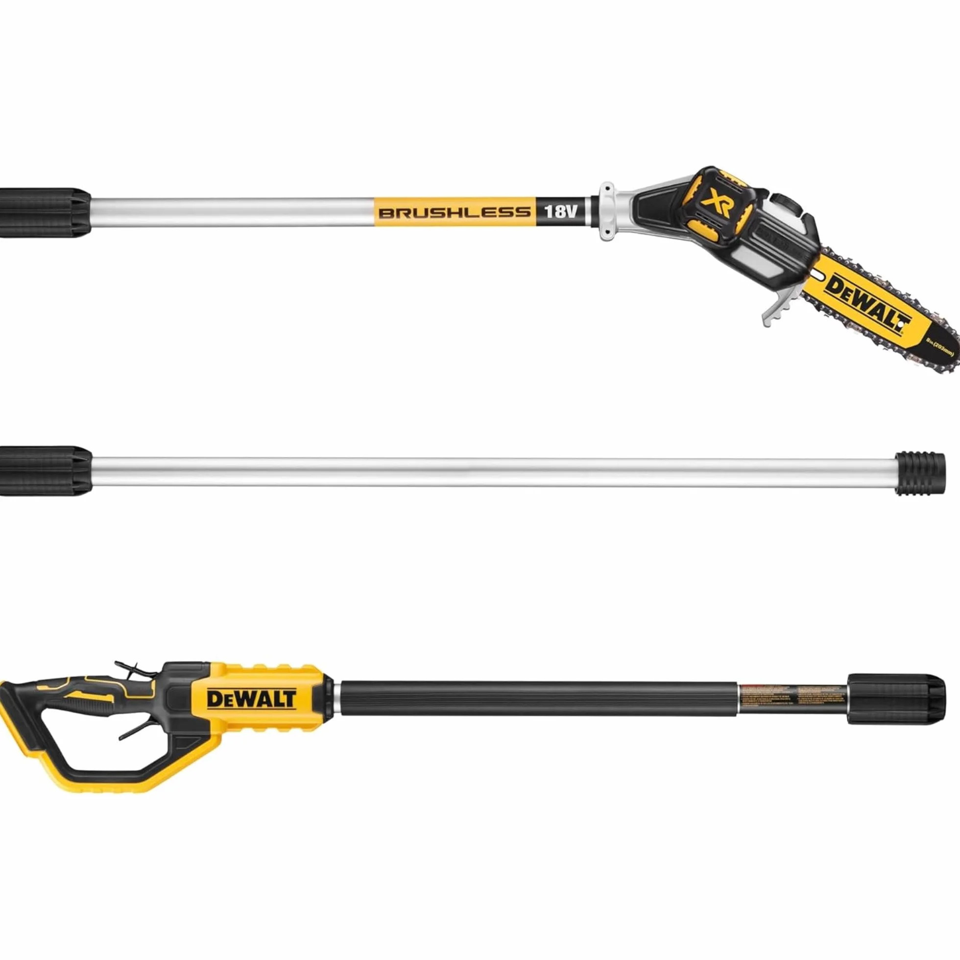 DEWALT - Élagueuse sur perche brushless XR 18V - 4,5 m de Portée - tête inclinée et guide et chaine 20 cm - DCMPS567N-XJ