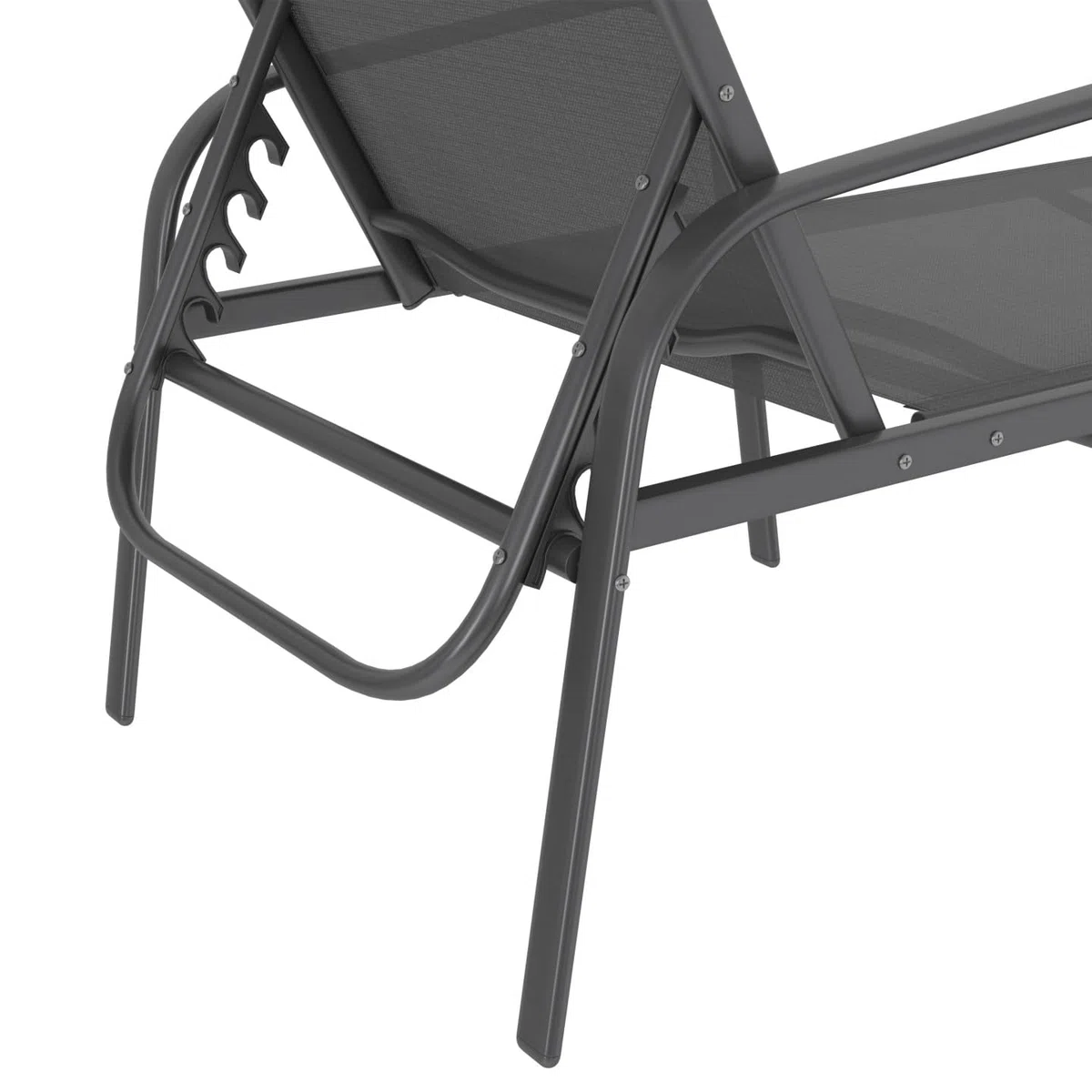 IDMarket - Lot de 2 transats de Jardin inclinables Fidji en Acier Gris Anthracite et Toile Grise
