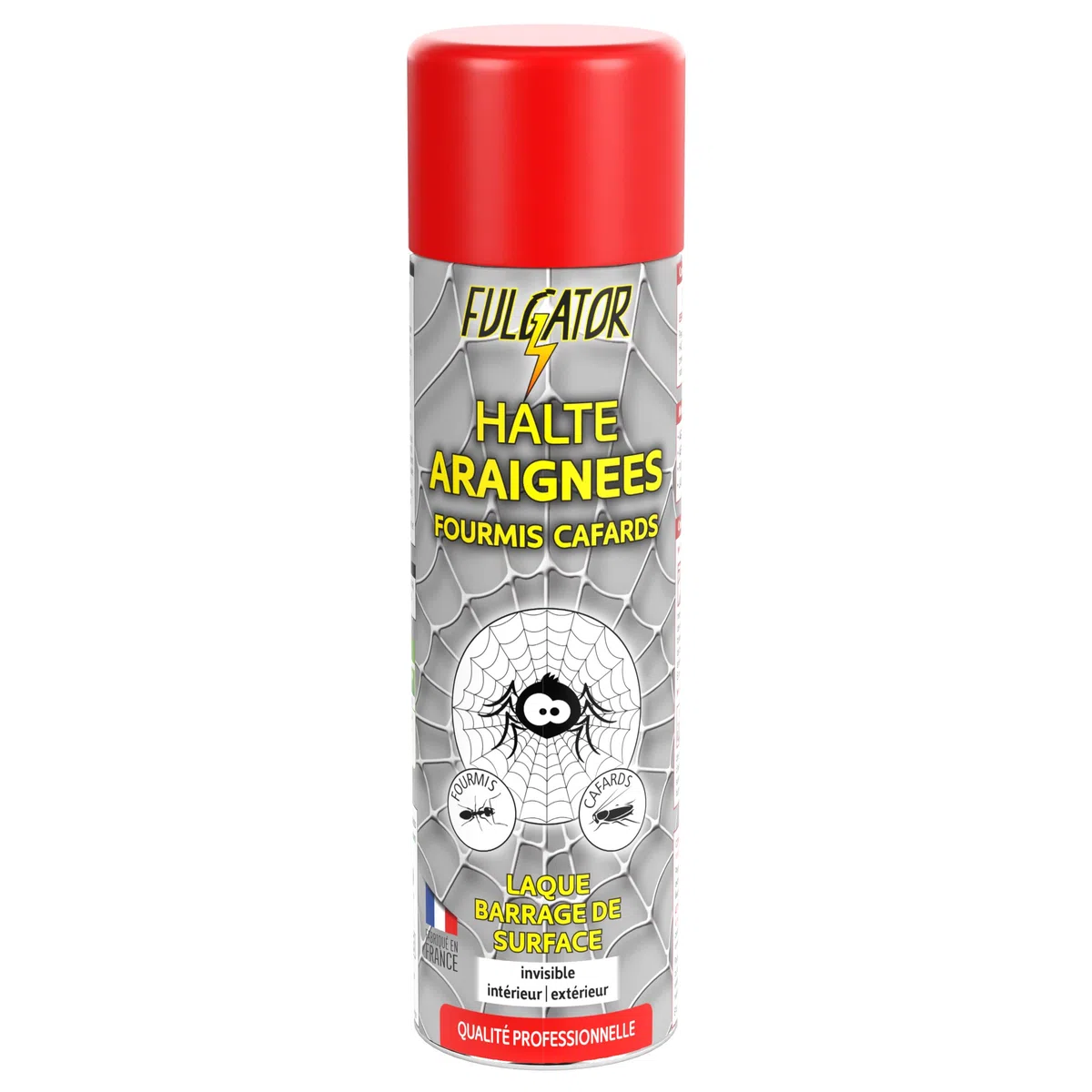 FULGATOR - Insecticide Super-Barrage HALTE Araignées - Action rapide et puissante contre les insectes rampants : araignées, fourmis, cafards - Résiste aux intempéries - Fabriqué en France - 500mL