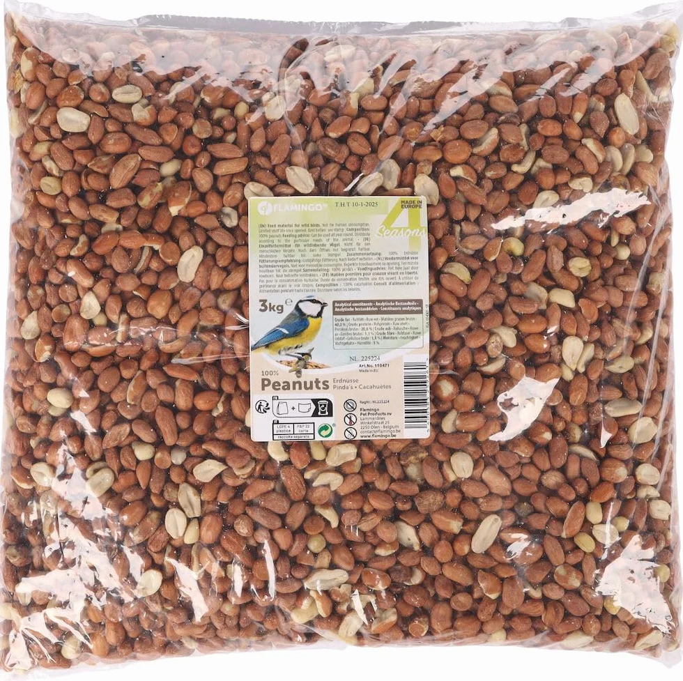 Flamingo Nourriture pour Oiseaux Sauvages Cacahuètes décortiquées Forte teneur en Huile 3kg