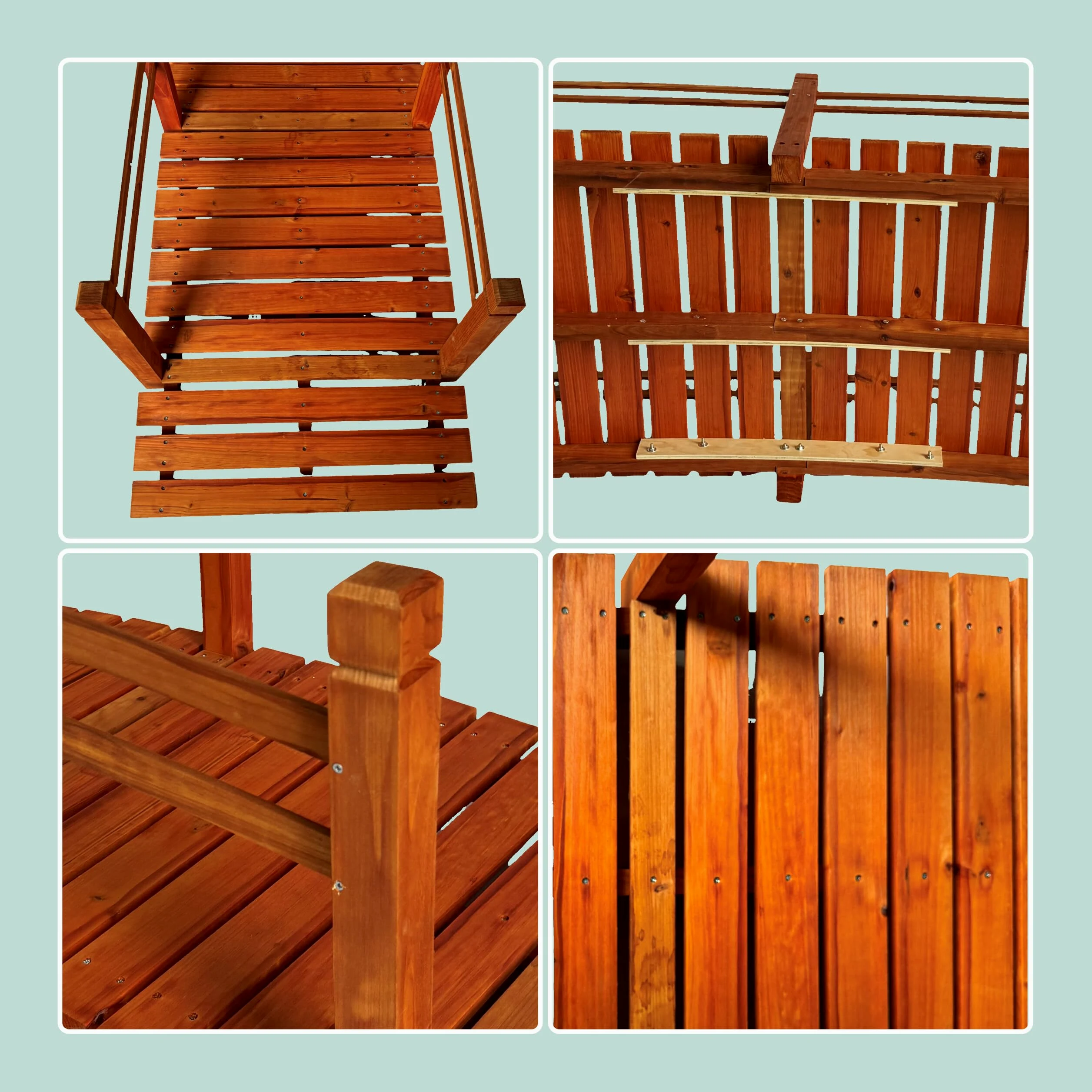 Pont de Jardin Relaxdays, Pont en Bois avec Garde-Corps, Sapin, pour Bassin, HxLxP: 58 x 185 x 72 cm, 200 kg, Orange
