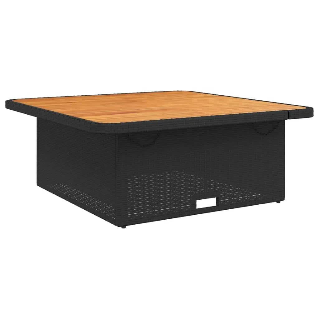 Table de jardin résine tressée et bois acacia 110x110x71cm noir