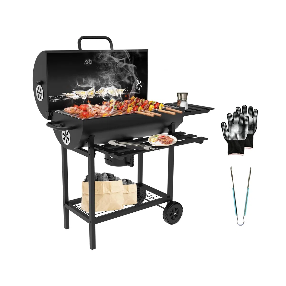 Dewinner XXL Charcoal Barbecue with Adjustable Vent and Anti-Burn Gloves