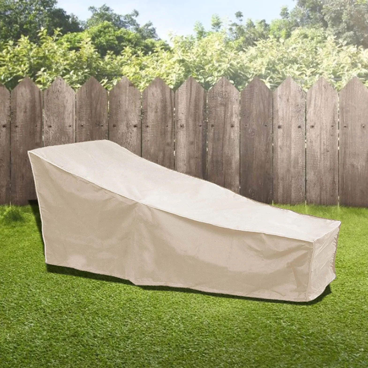 Housse de Chaise Longue de Patio Imperméable 82 L x 30 L x 16 H Pouces Beige