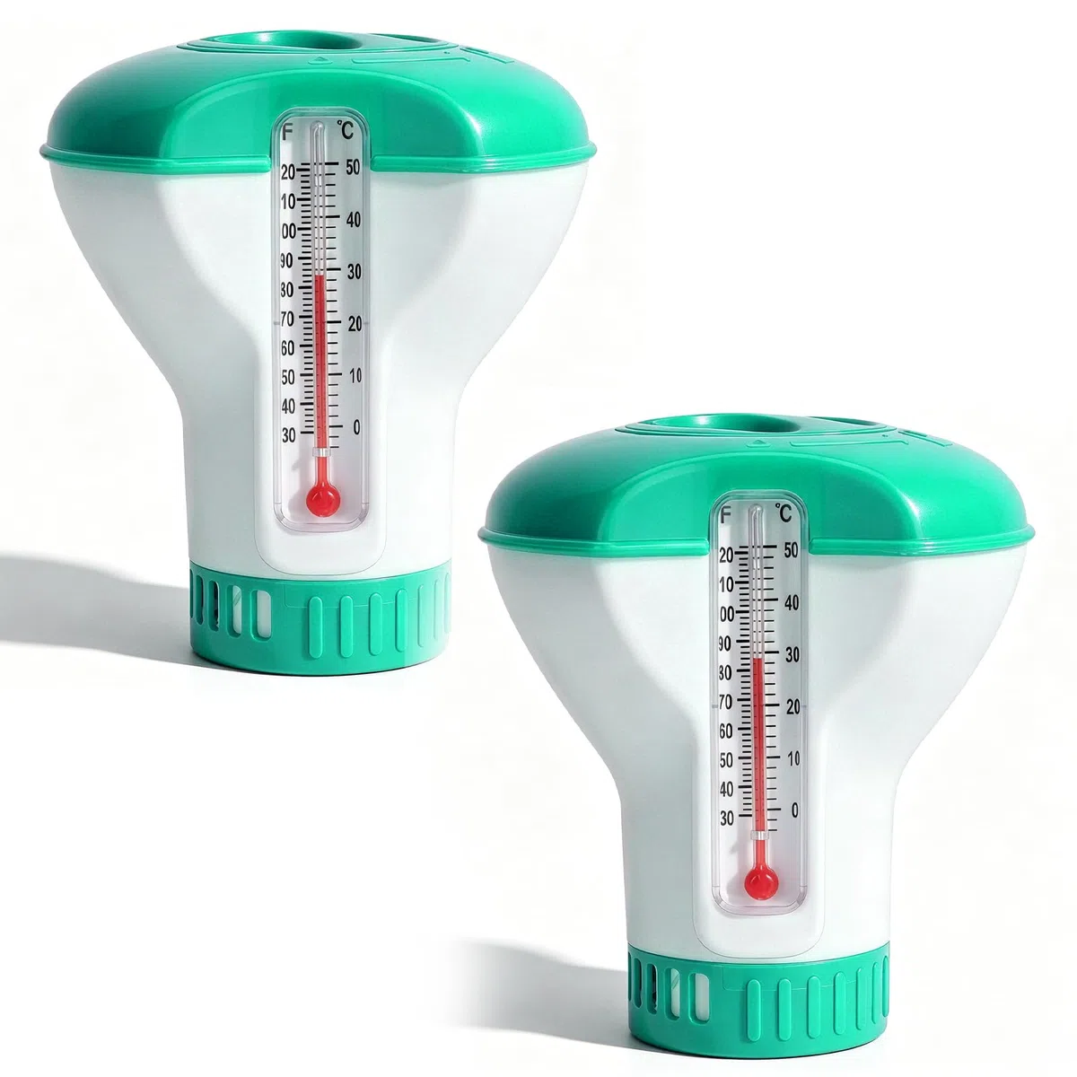 Leikurvo Lot de 2 distributeurs de chlore flottants : 12,7 cm, distributeur de chlore pour piscine, spa, jacuzzi (vert)