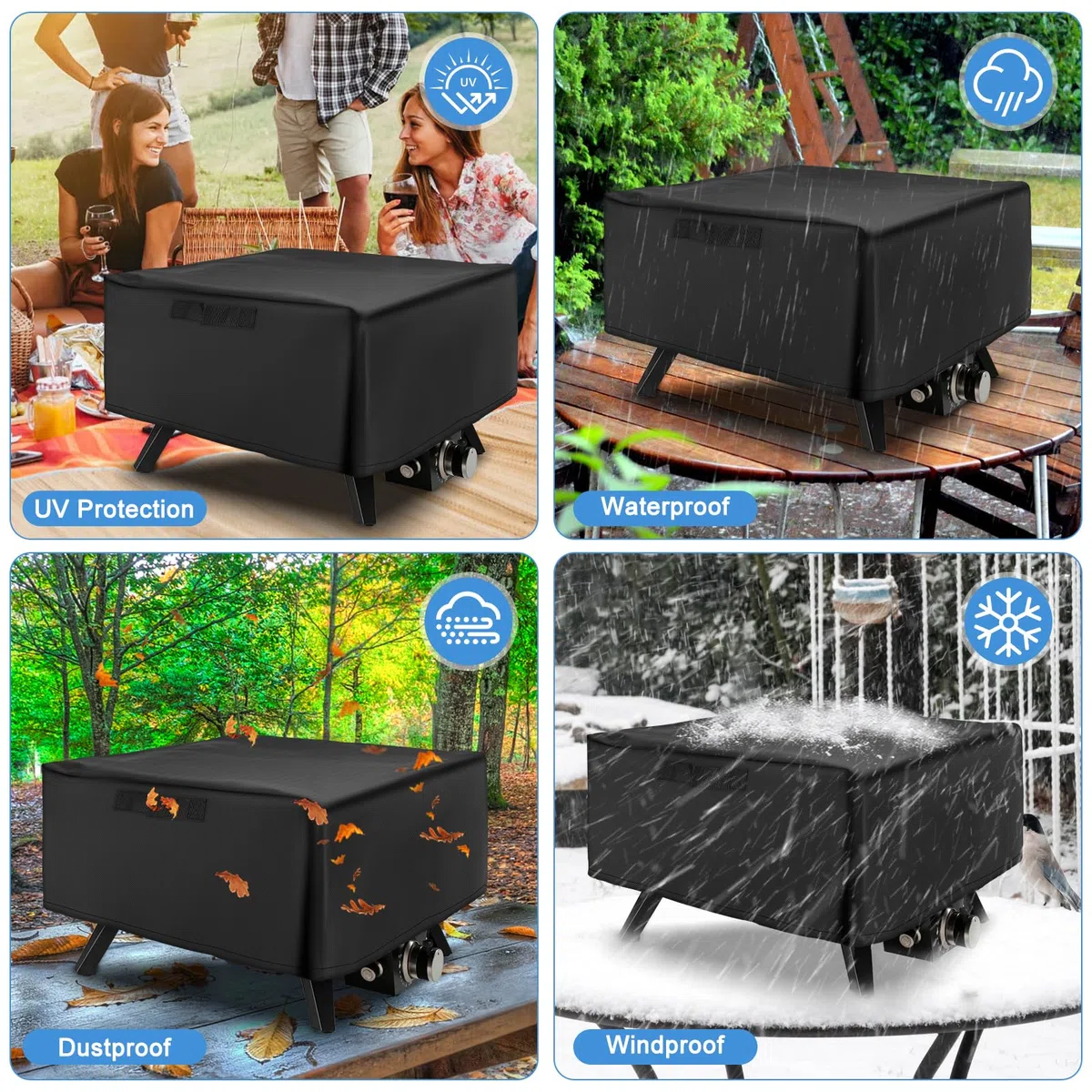 Housse de Four à Pizza compatible avec Cozze 90347 17", étanche à la Poussière, Sac de Transport pour Four à Pizza en Tissu Oxford 420D, Accessoires pour Four à Pizza, Noir (L(62*62*28cm ))