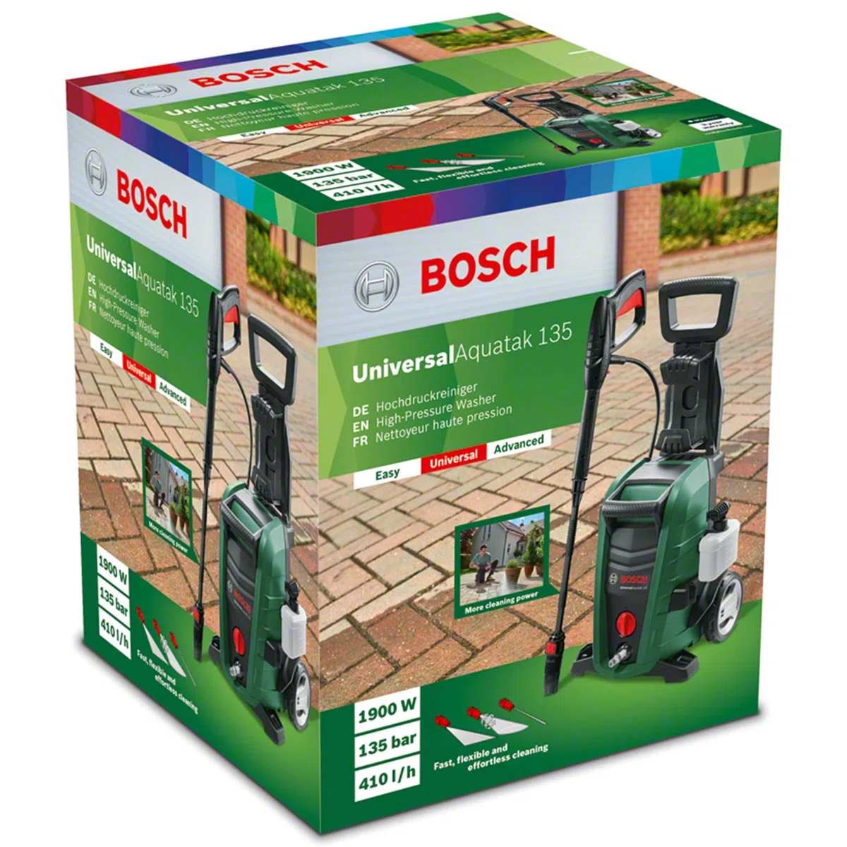 Bosch Nettoyeur Haute-Pression UniversalAquatak 135 (1 900 Watt, Pression : 135 Bar, débit Maxi : 410 l/h, Emballage Carton)