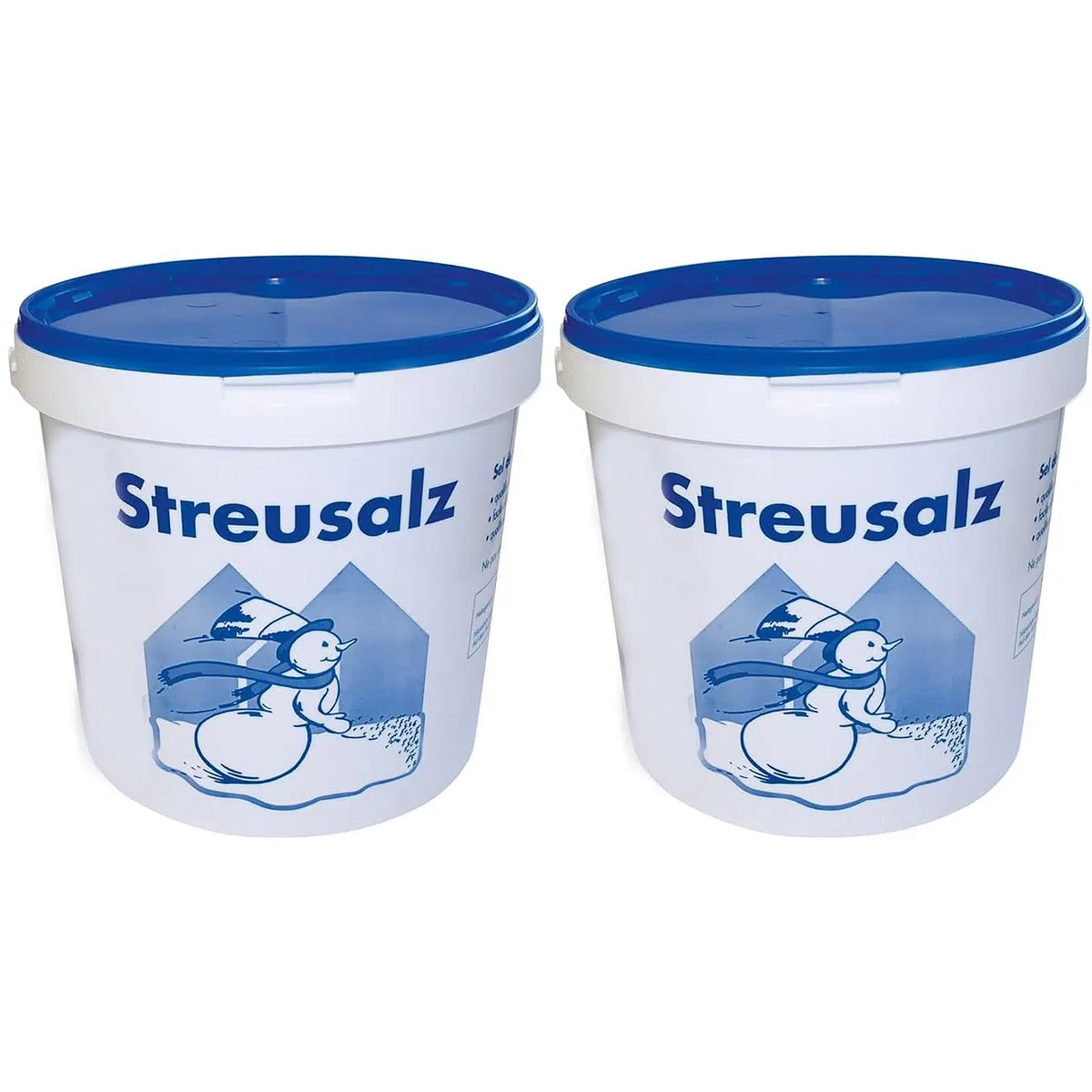 Buri Lot de 2 x 10 kg de sel de déneigement pour l'hiver dans un seau de 20 kg de sel de déneigement pour épandeur, sel, pelle, sel d'hiver, neige, glace