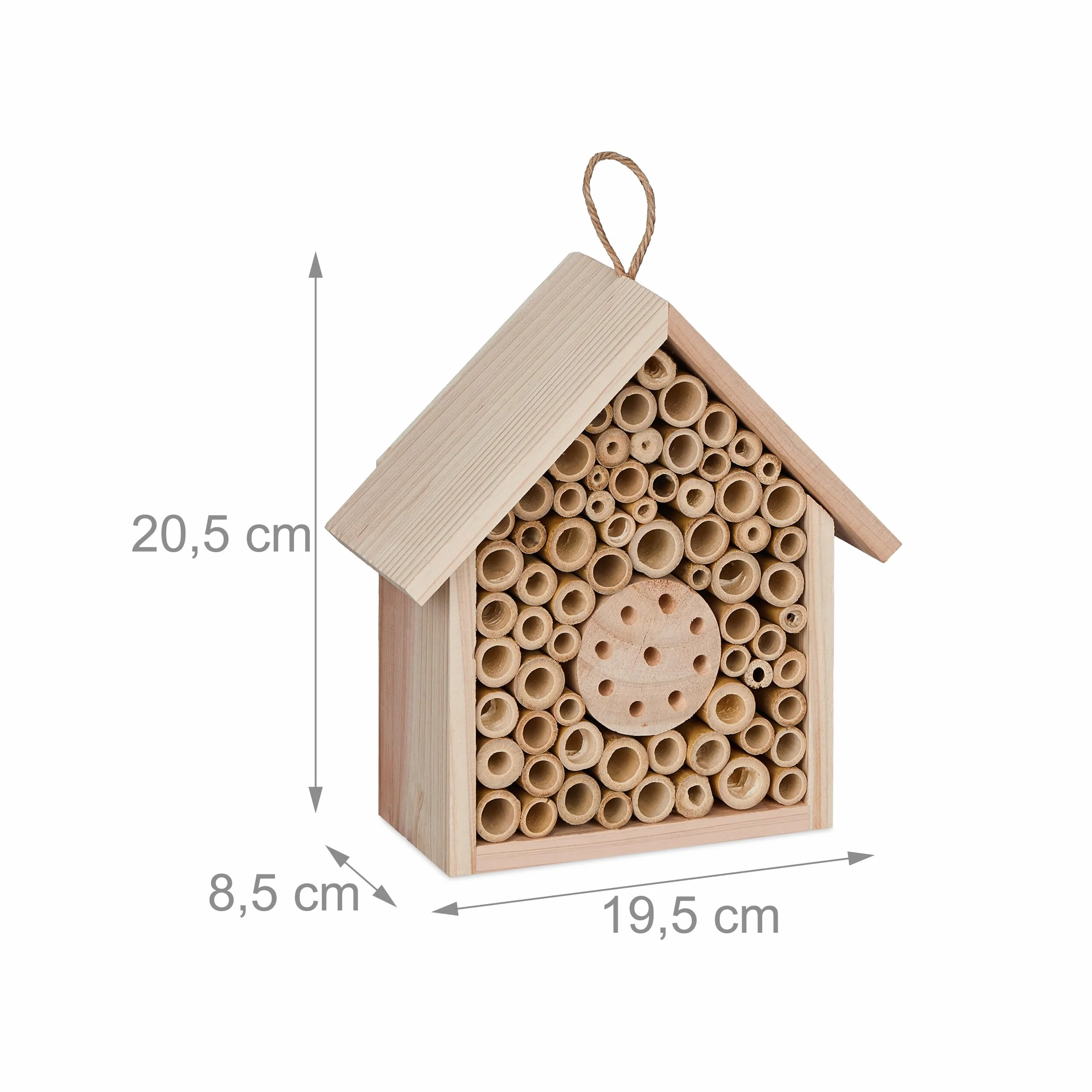 Relaxdays Hôtel à Insectes en Bois pour Abeilles Sauvages 20,5 x 19,5 x 8,5 cm Nature