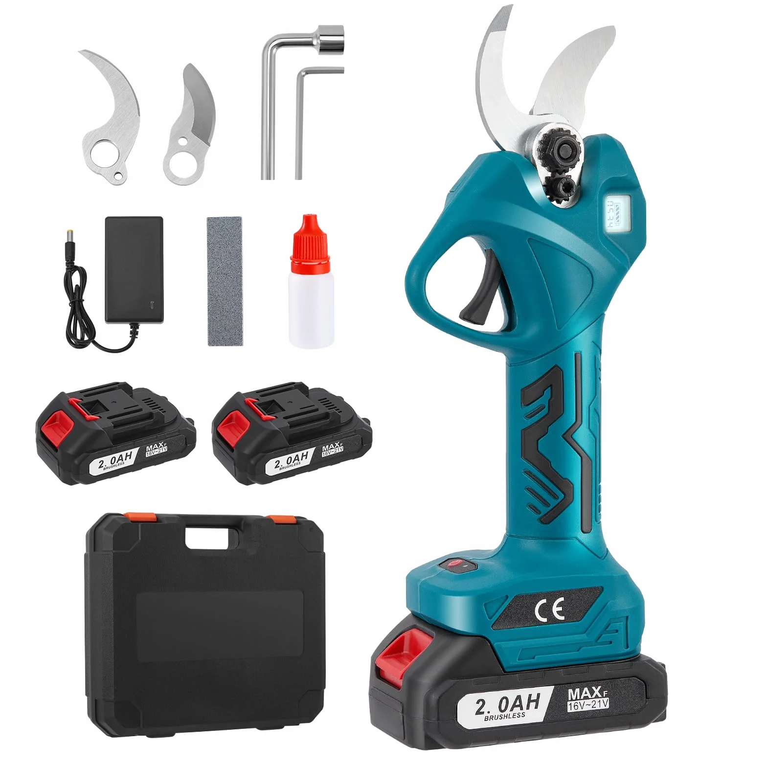 Sécateur Électrique Sans Fil 30 mm, avec Batterie 2 * 2000 mAh et LCD Sécateur électrique pour la taille, le jardinage, les arbres fruitiers et le vignoble, Forbici Potatura Elettriche