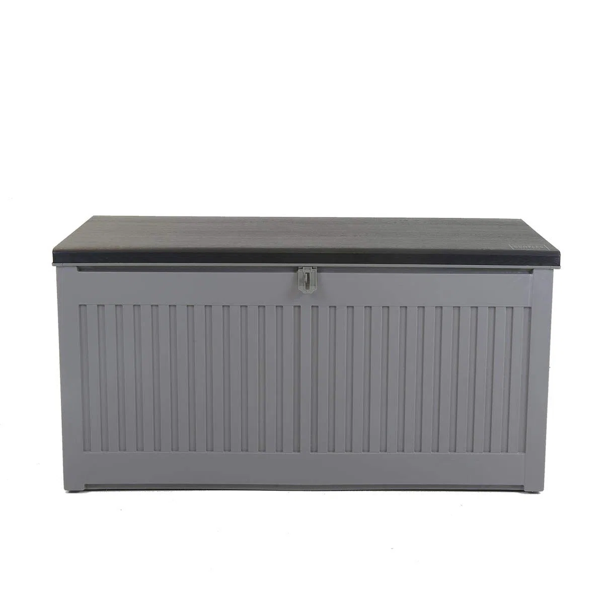 CHARLES BENTLEY Coffre de Rangement 270L Jardin Extérieur - Plastique Gris avec Couvercle Noir, Poignées Moulées, Fermeture Cadenas, Couvercle Coulissant (109x54,7x51,3 cm)